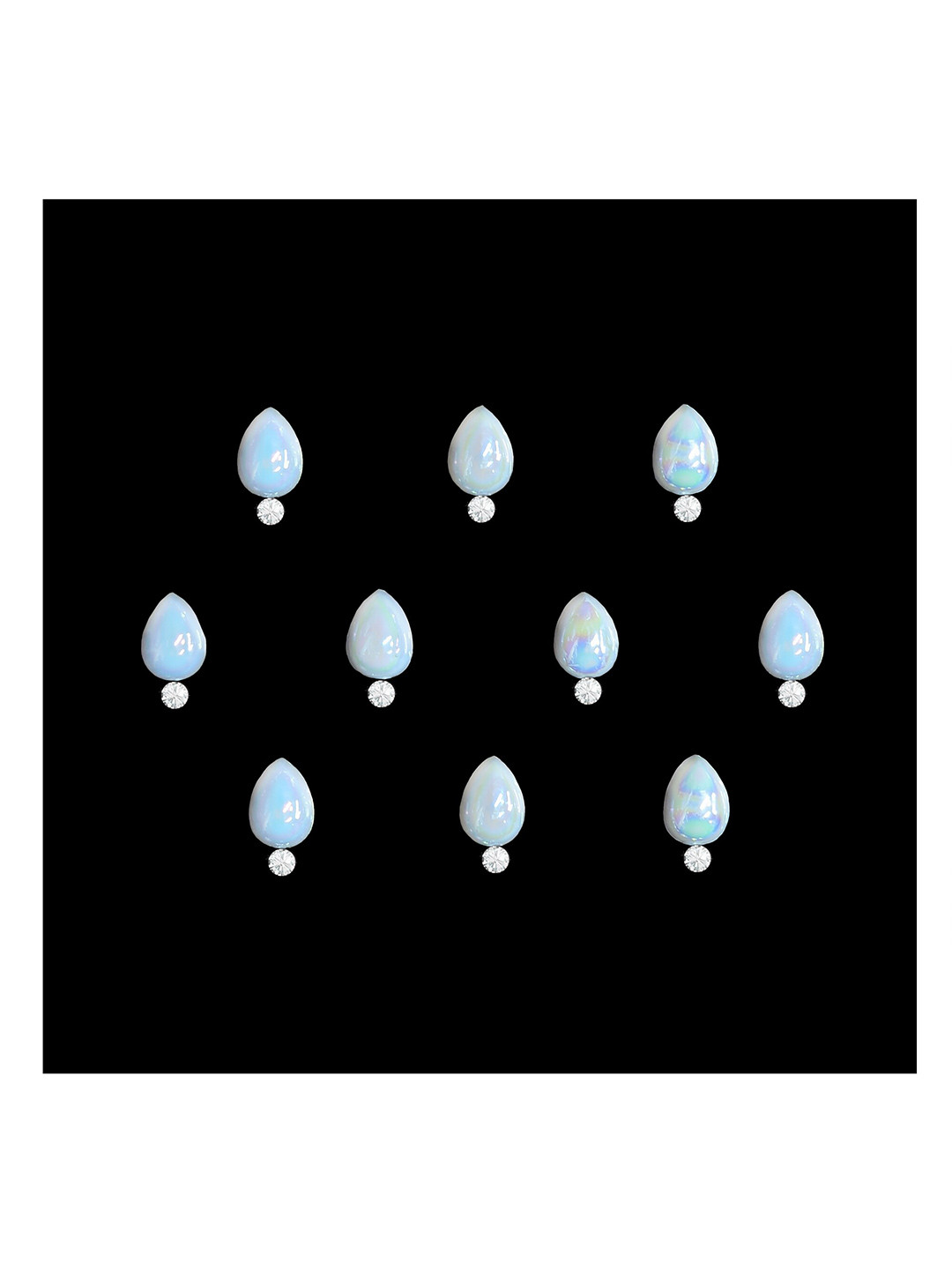 Comet Busters 10-Pcs Handmade Traditional Designer Reusable Bindi - White 2113