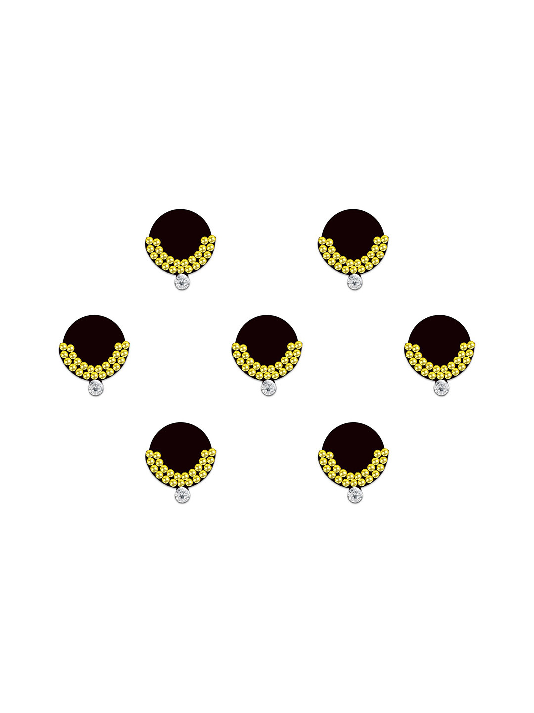 Comet Busters 7-Pcs Handmade Traditional Designer Reusable Bindi - Black 2129
