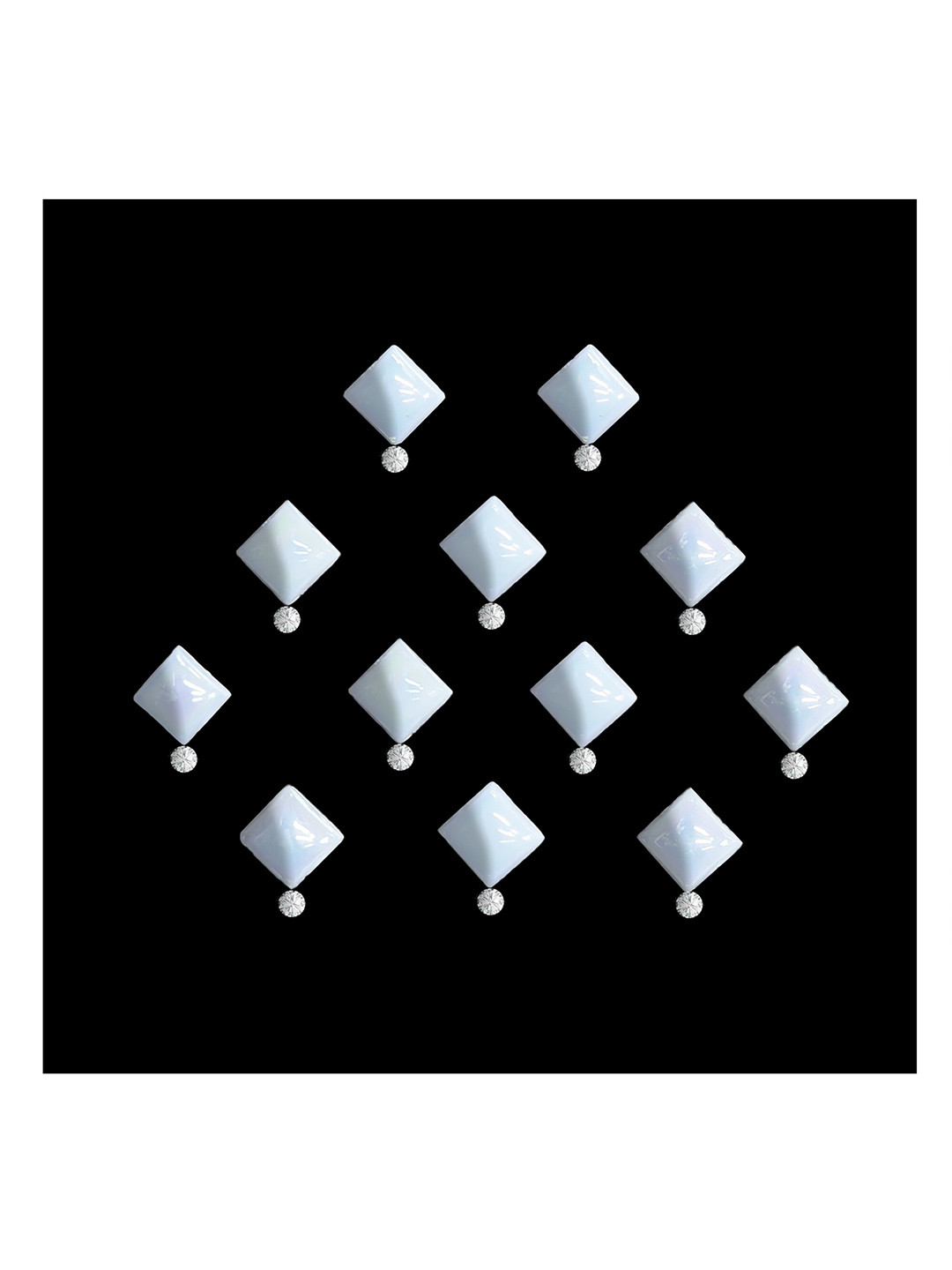 Comet Busters 12-Pcs Handmade Traditional Designer Reusable Bindi - White 2119