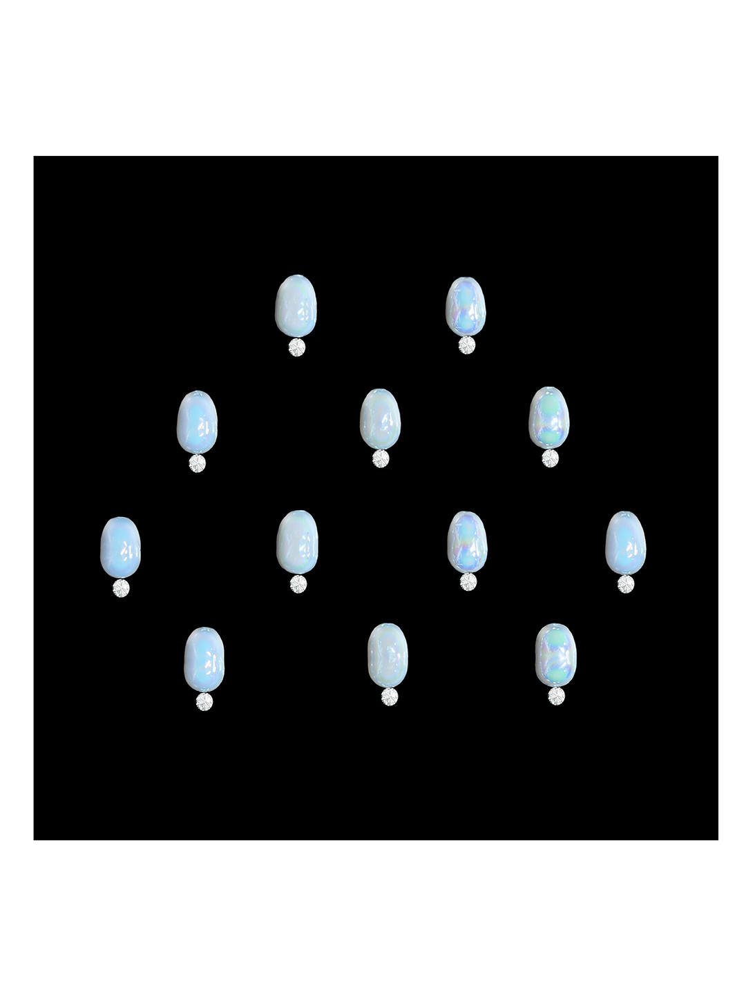 Comet Busters 12-Pcs Handmade Traditional Designer Reusable Bindi - White 2114