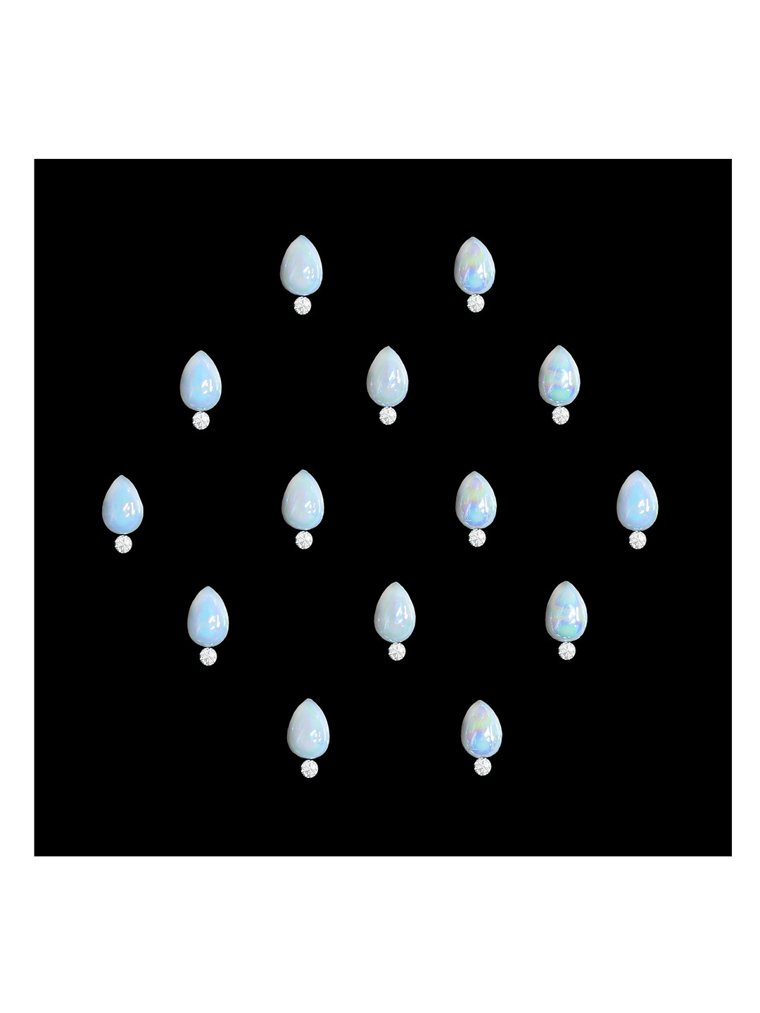 Comet Busters 14-Pcs Handmade Traditional Designer Reusable Bindi - White 2111