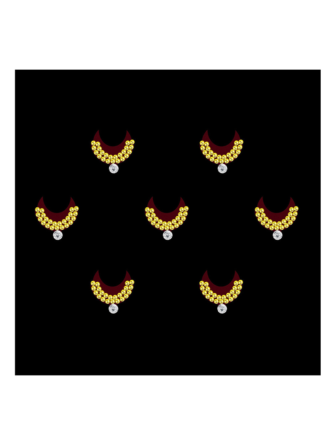 Comet Busters 7-Pcs Handmade Traditional Designer Reusable Bindi - Maroon 2128