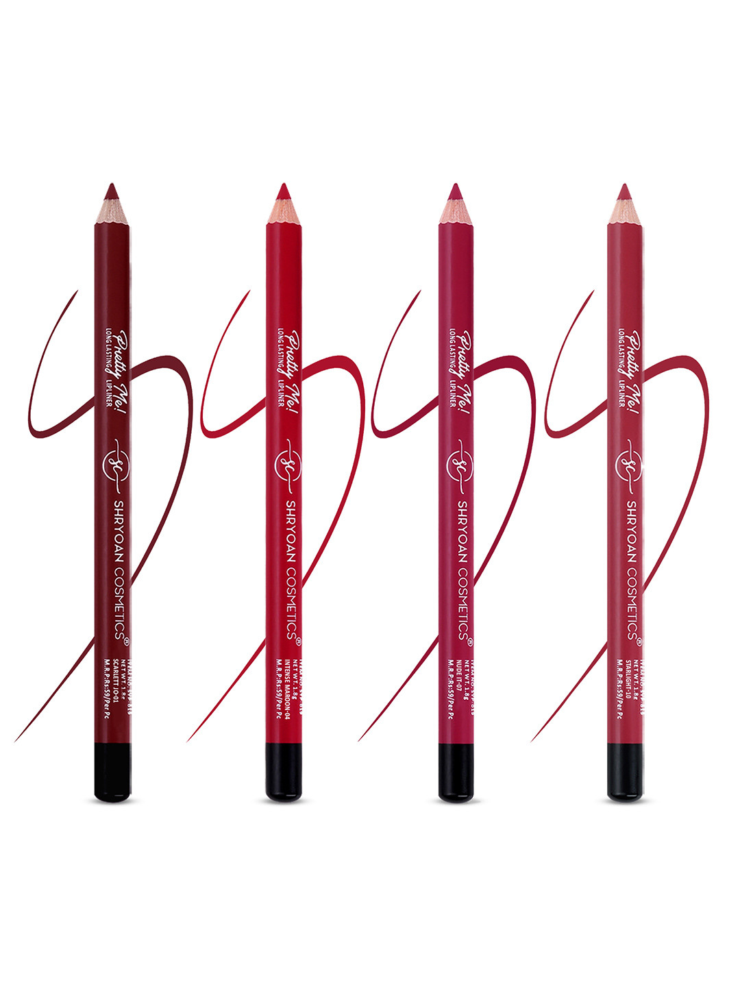 SHRYOAN Set Of 4 Pretty Me Bold Lipliner & Eye Liner Matte Pencil- 1.8g Each