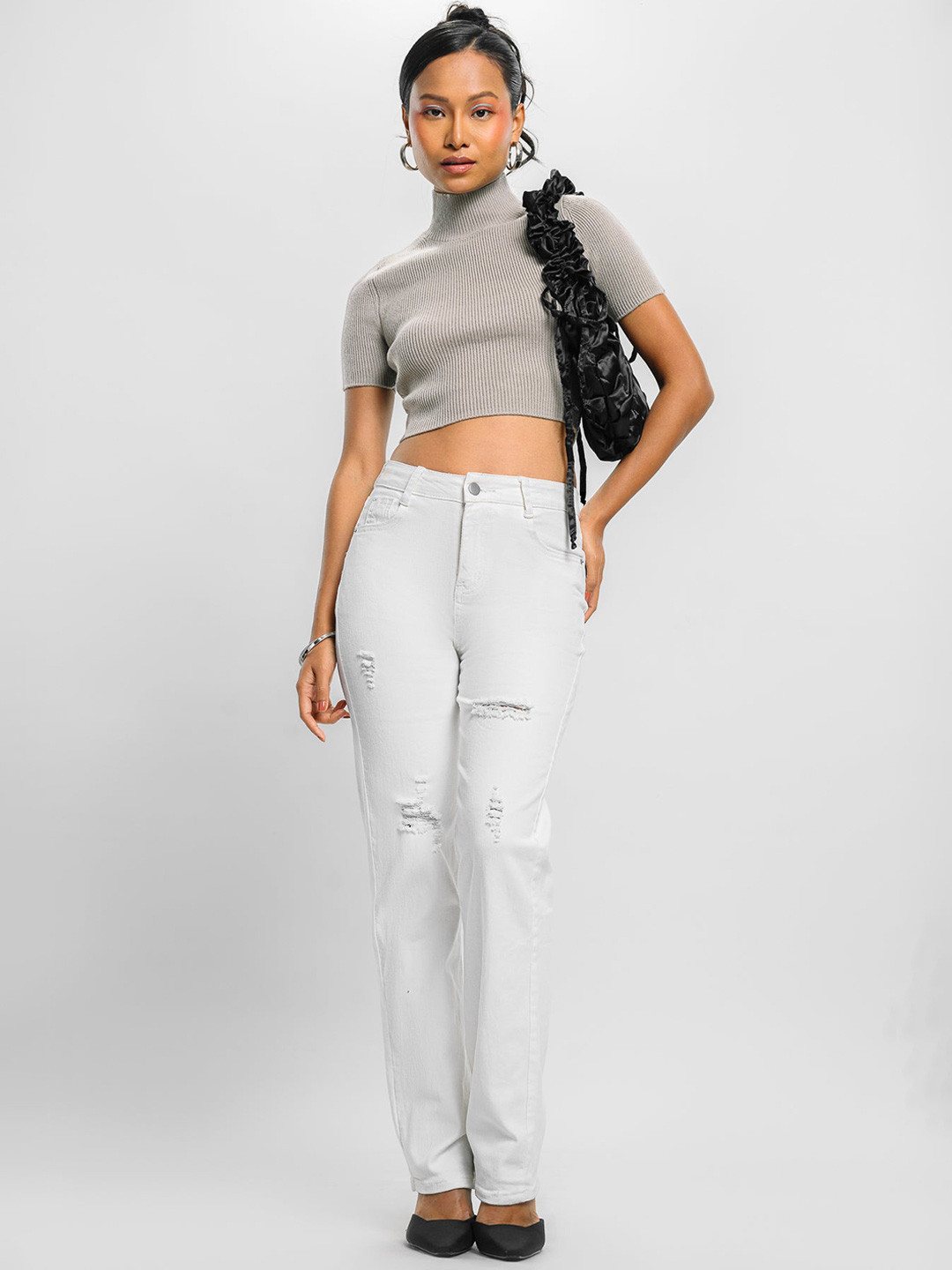 FREAKINS Women Slim Fit High-Rise Low Distress Pure Cotton Jeans