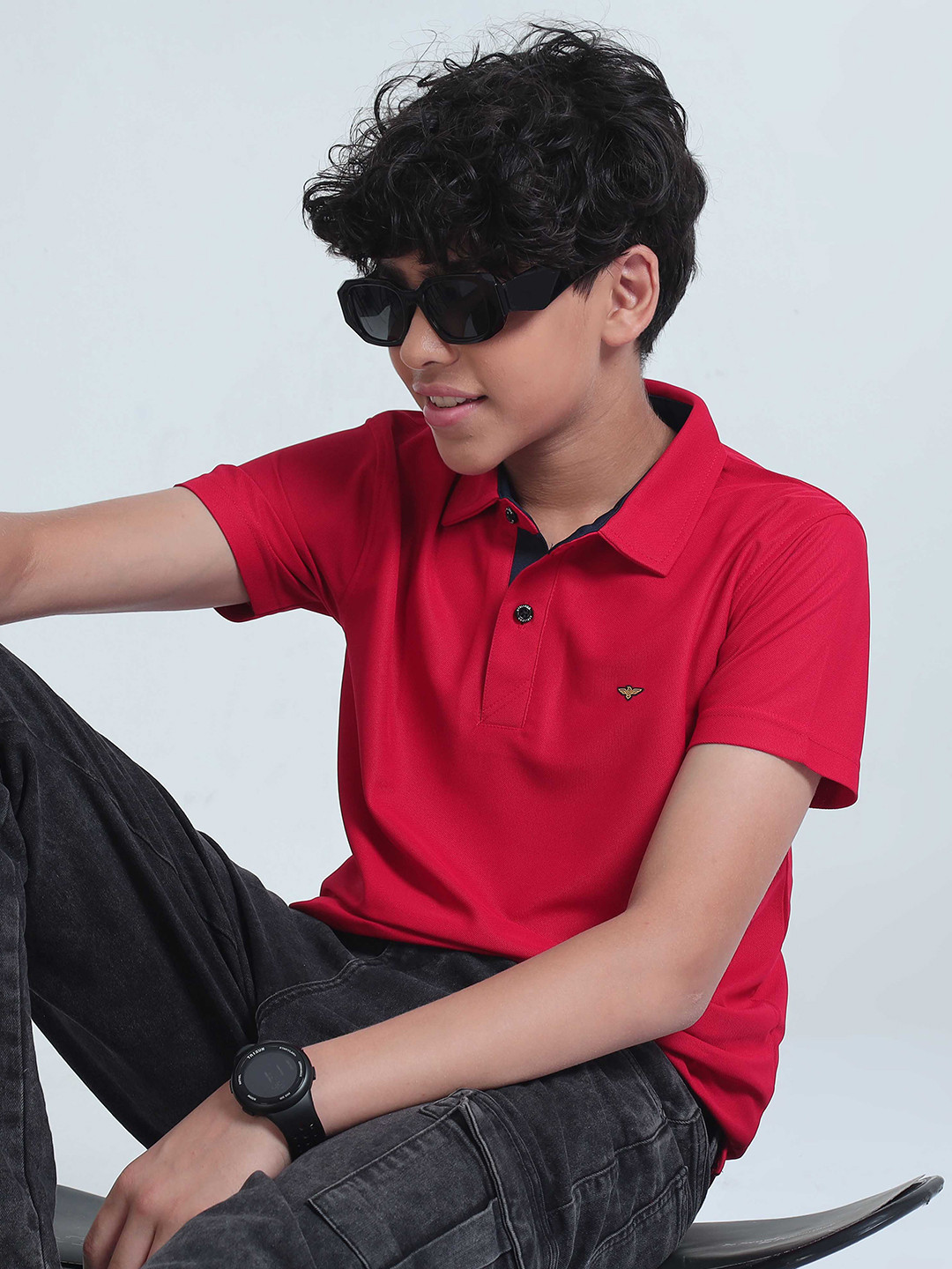 STELLERS Boys Polo Collar Short Sleeves Stretchable Casual T-shirt