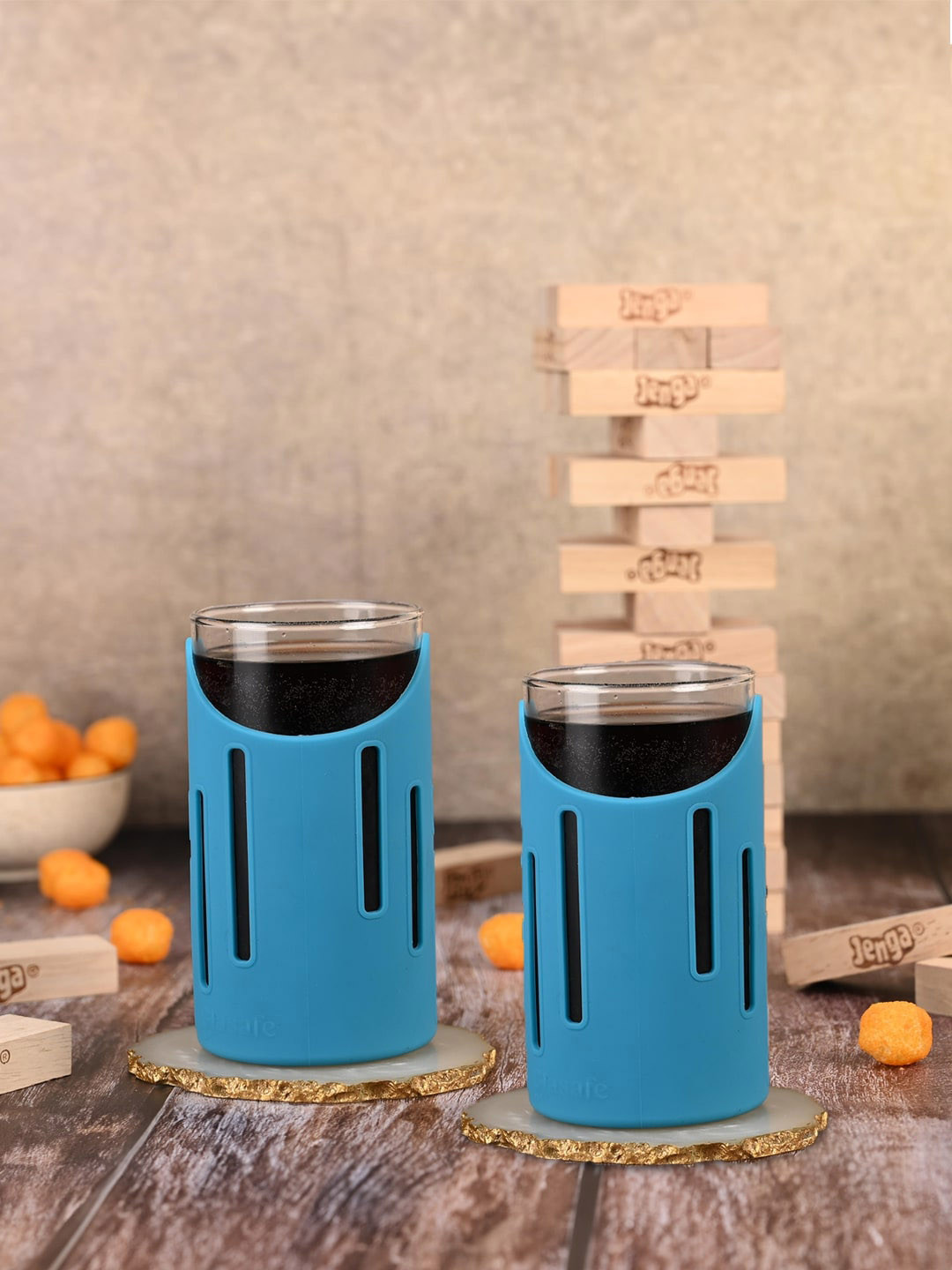 GLASAFE 2 Grip 'N' Sip Borosilicate Pieces Scratch Resistant Water Glass - 350 ml each