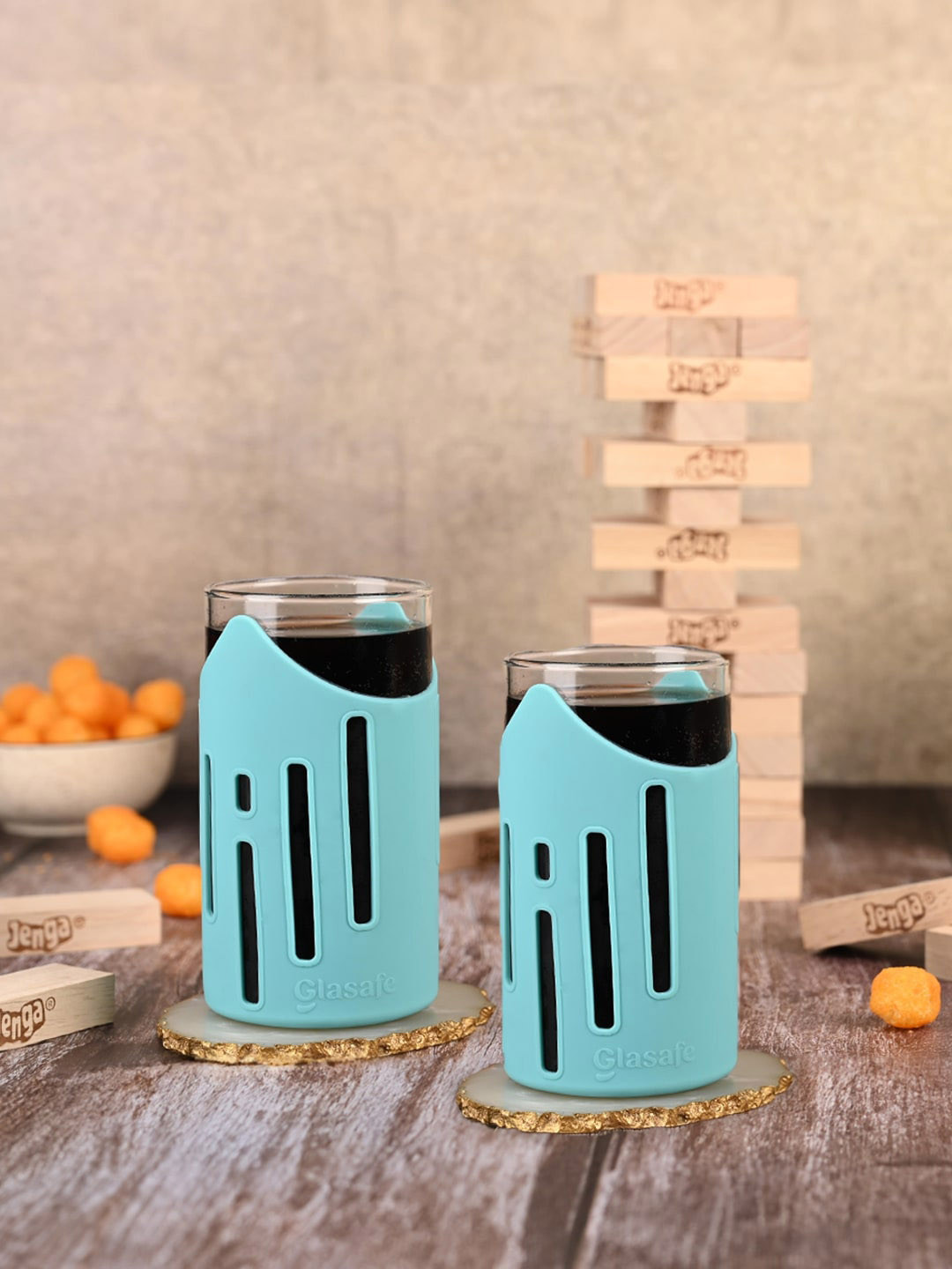 GLASAFE 2 Grip 'N' Sip Borosilicate Pieces Scratch Resistant Water Glasses - 350 ml each