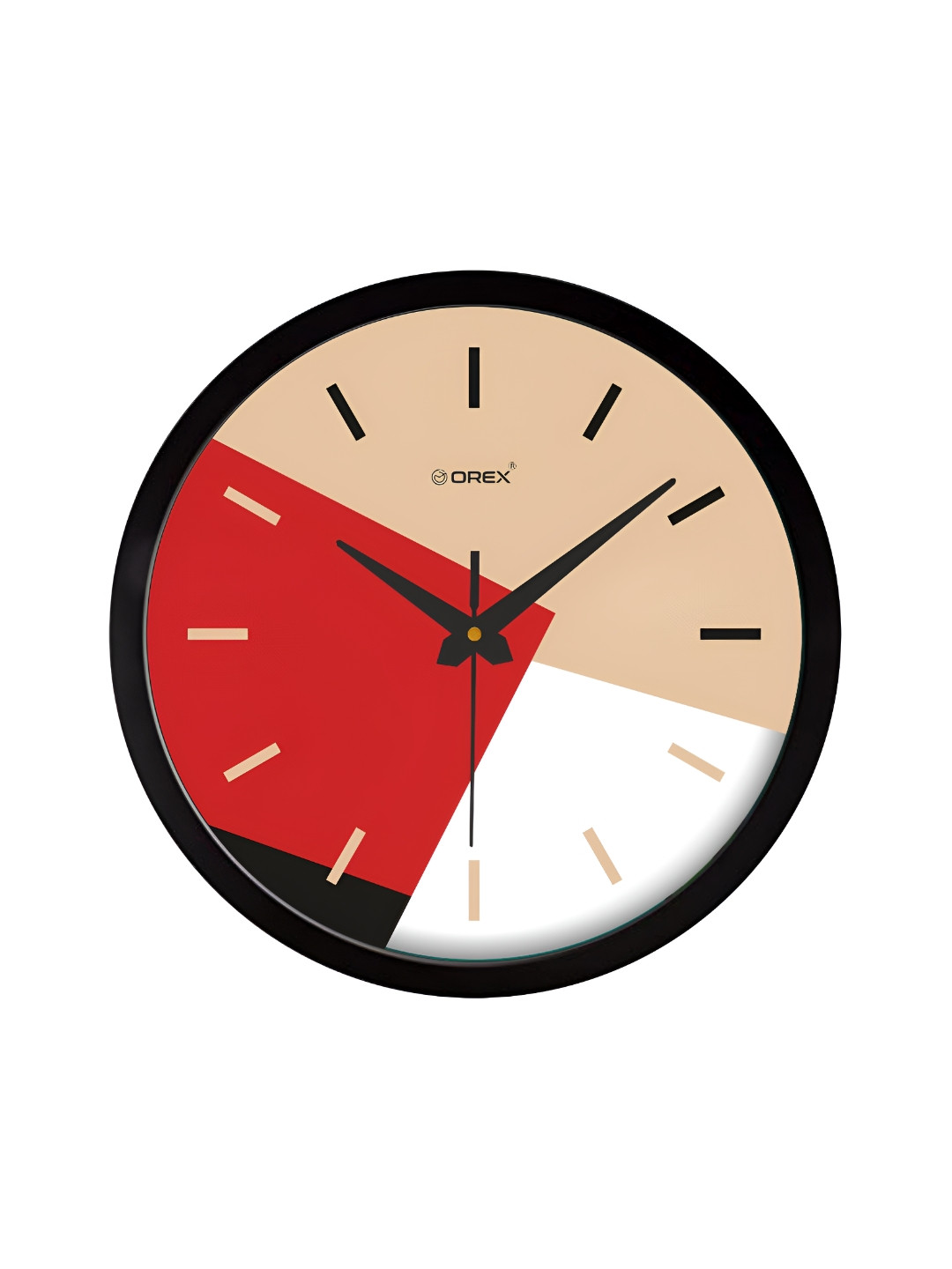 Orex Black & Red Printed Round Contemporary Wall Clock