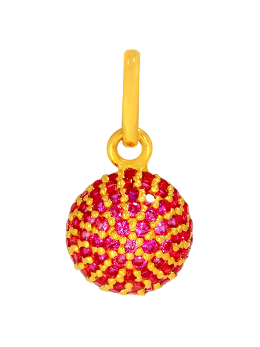 BHIMA 22K Hallmark 916 Purity Yellow Gold Pink Stone Pendant