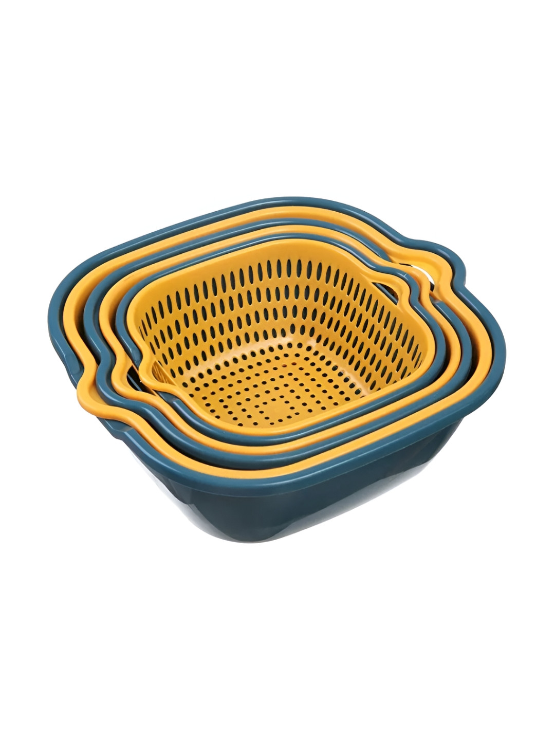 UniKart Navy Blue & Yellow 6 Pieces Textured Strainers