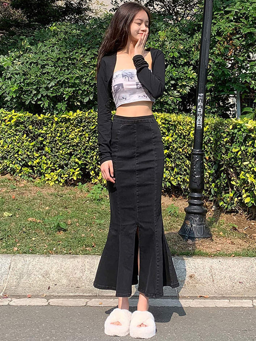 LULU & SKY Denim Mermaid Midi Skirt