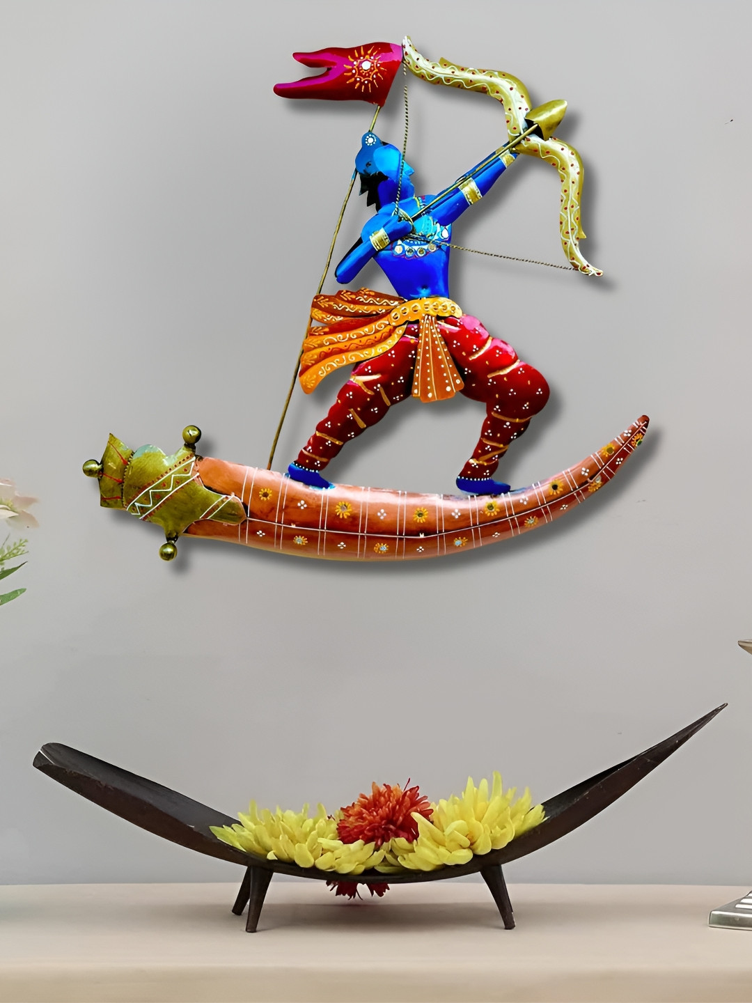 RSN Jai Shree Ram Dhanush Metal Ethnic Motifs Glossy Hall Spiritual Wall Decor-21.7In