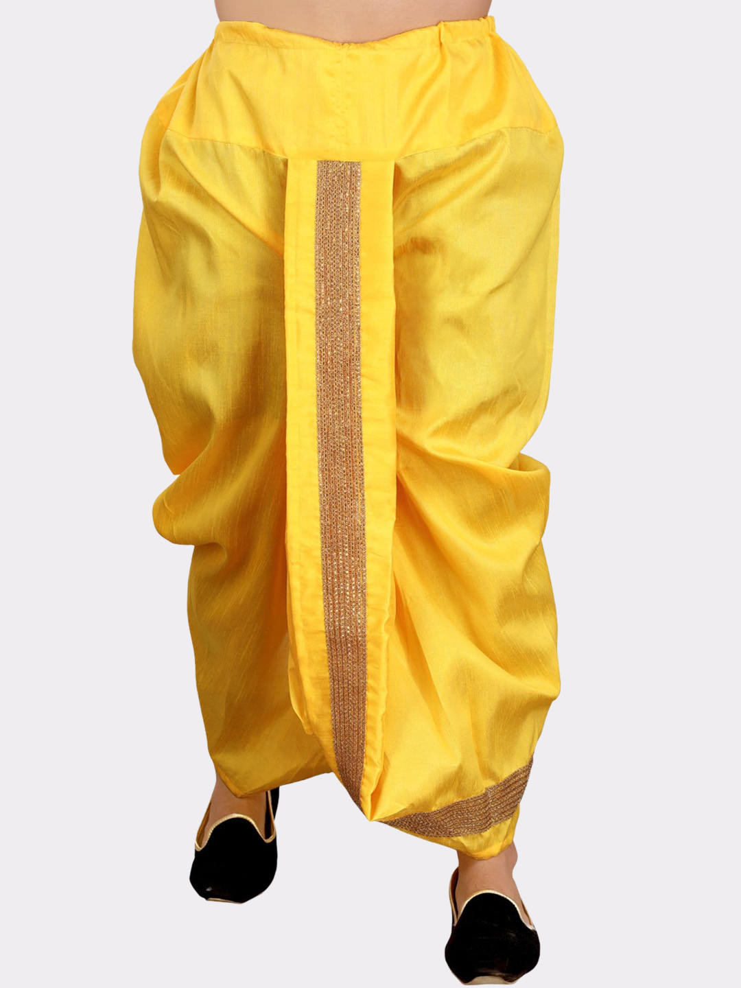 SHIWAM ETHNIX Gathered Or Pleated Cotton Silk Dhoti Pants With Gotta Patti Border