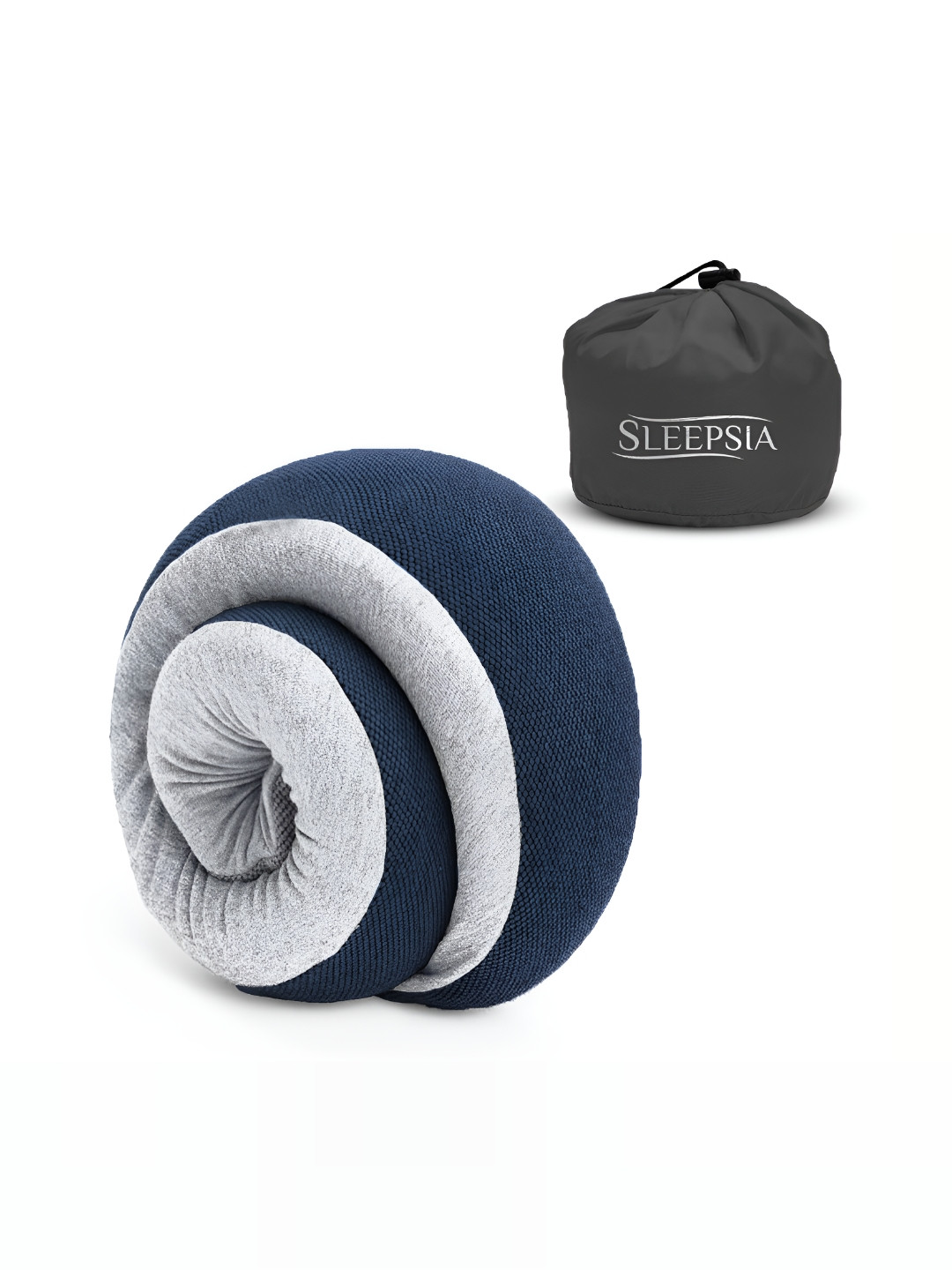 Sleepsia Navy Blue Solid Polyester Firm Memory Foam Travel Pillow-15 x 78 x 139 cm