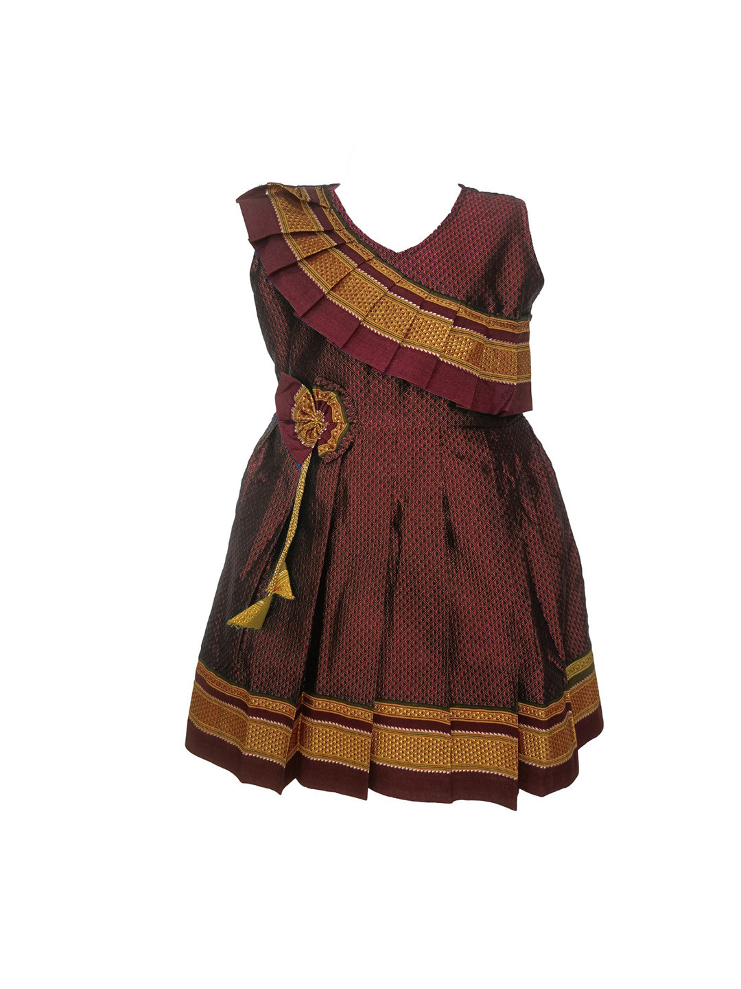 BAESD Infant Geometric Print V-Neck Sleeveless Cotton Pleated Fit & Flare Dress