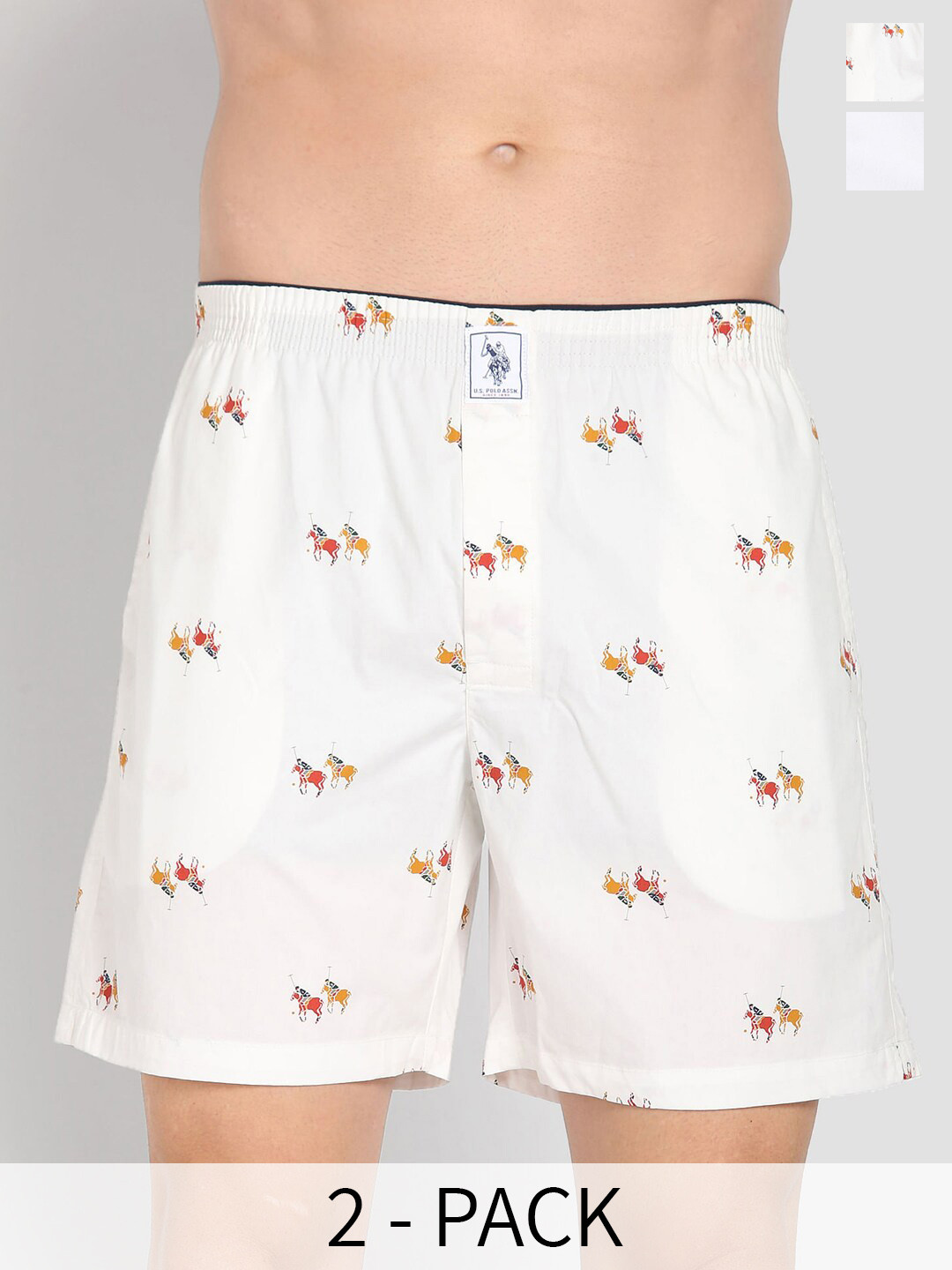 U.S. Polo Assn. Men Pack Of 2 Conversational Printed Cotton Boxers 10248087-1-26077946