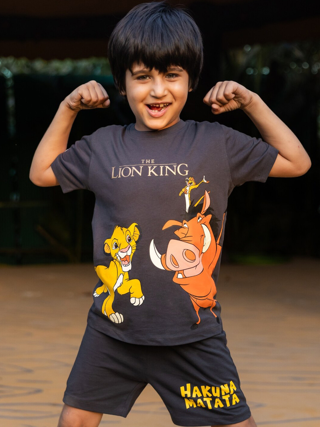 Kids Unisex Lion King Printed Cotton T-shirt with Shorts