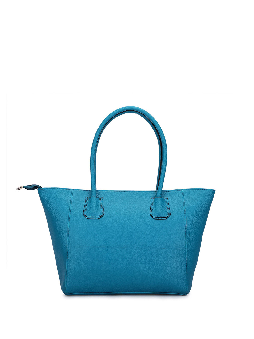 LA ELLORE Women Solid Blue Vegan Leather Tote Bag