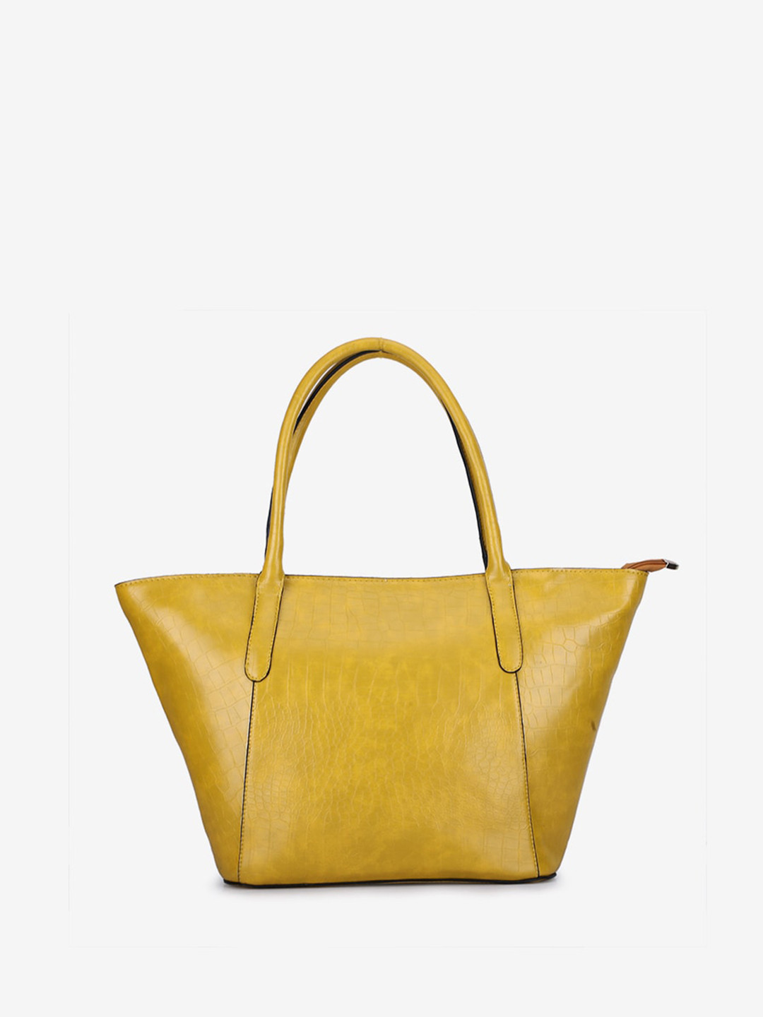 LA ELLORE Women Solid Yellow Vegan Leather Tote Bag