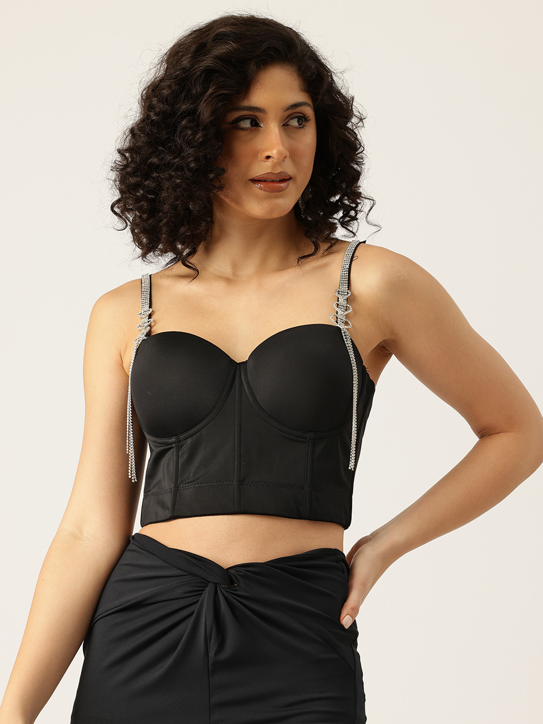 bebe Future Glam Studded Corset Crop Top