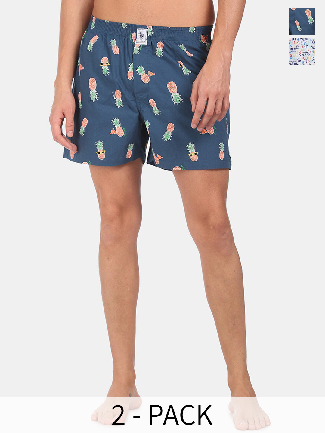 U.S. Polo Assn. Men Pack Of 2 Conversational Printed Cotton Boxers 15246404-1-17730096