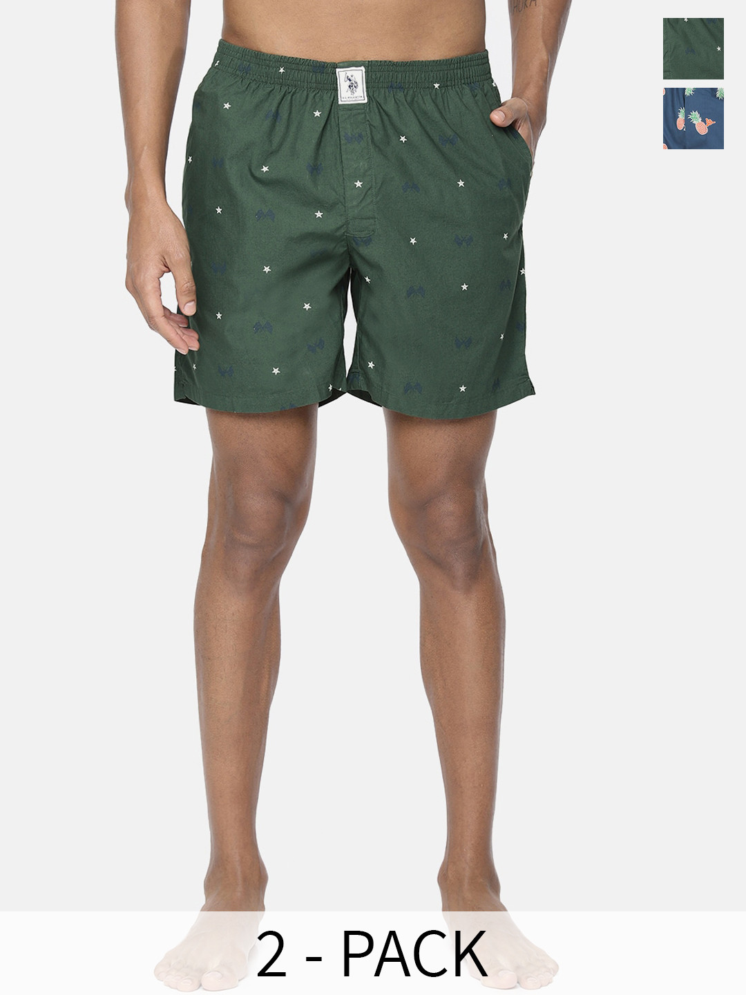 U.S. Polo Assn. Men Pack Of 2 Conversational Printed Cotton Boxers 9167269-1-15246400