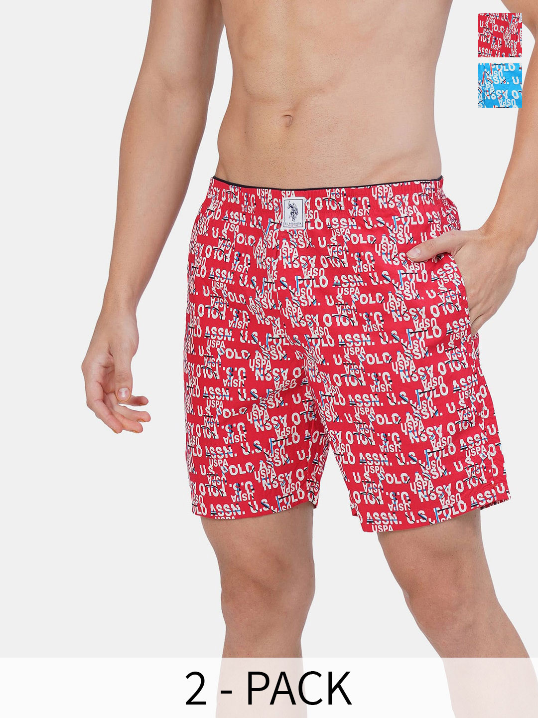 U.S. Polo Assn. Pack Of 2 Printed Pure Cotton Boxers 17730090-1-17730086-1