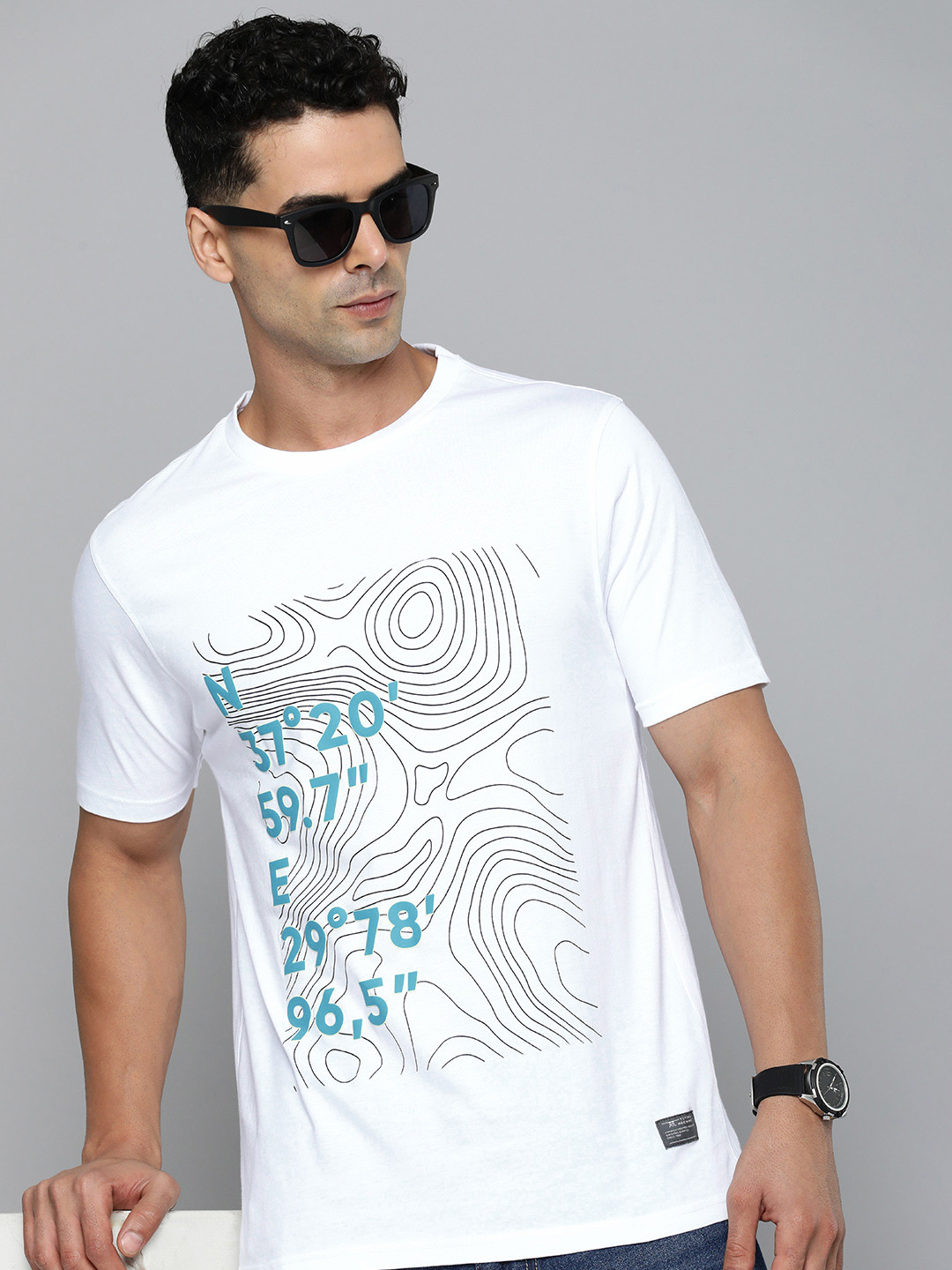 Flying Machine Pure Cotton Graphic Printed Casual T-shirt