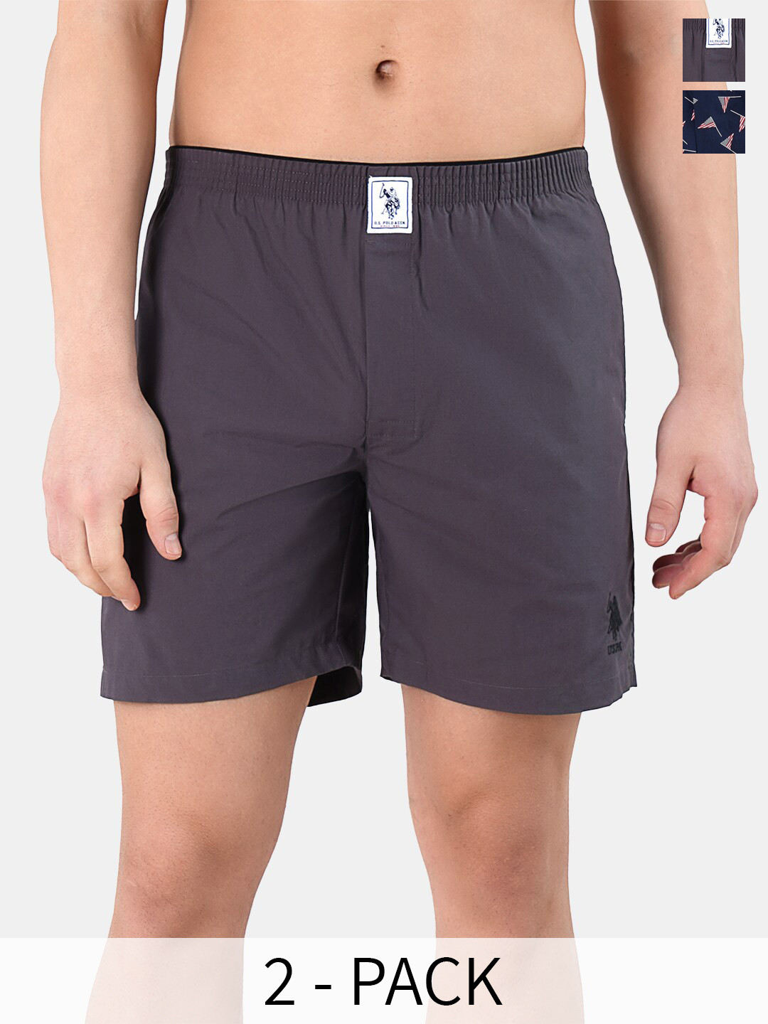 U.S. Polo Assn. Pack Of 2 Printed Pure Cotton Boxers 22461038-1-22596662