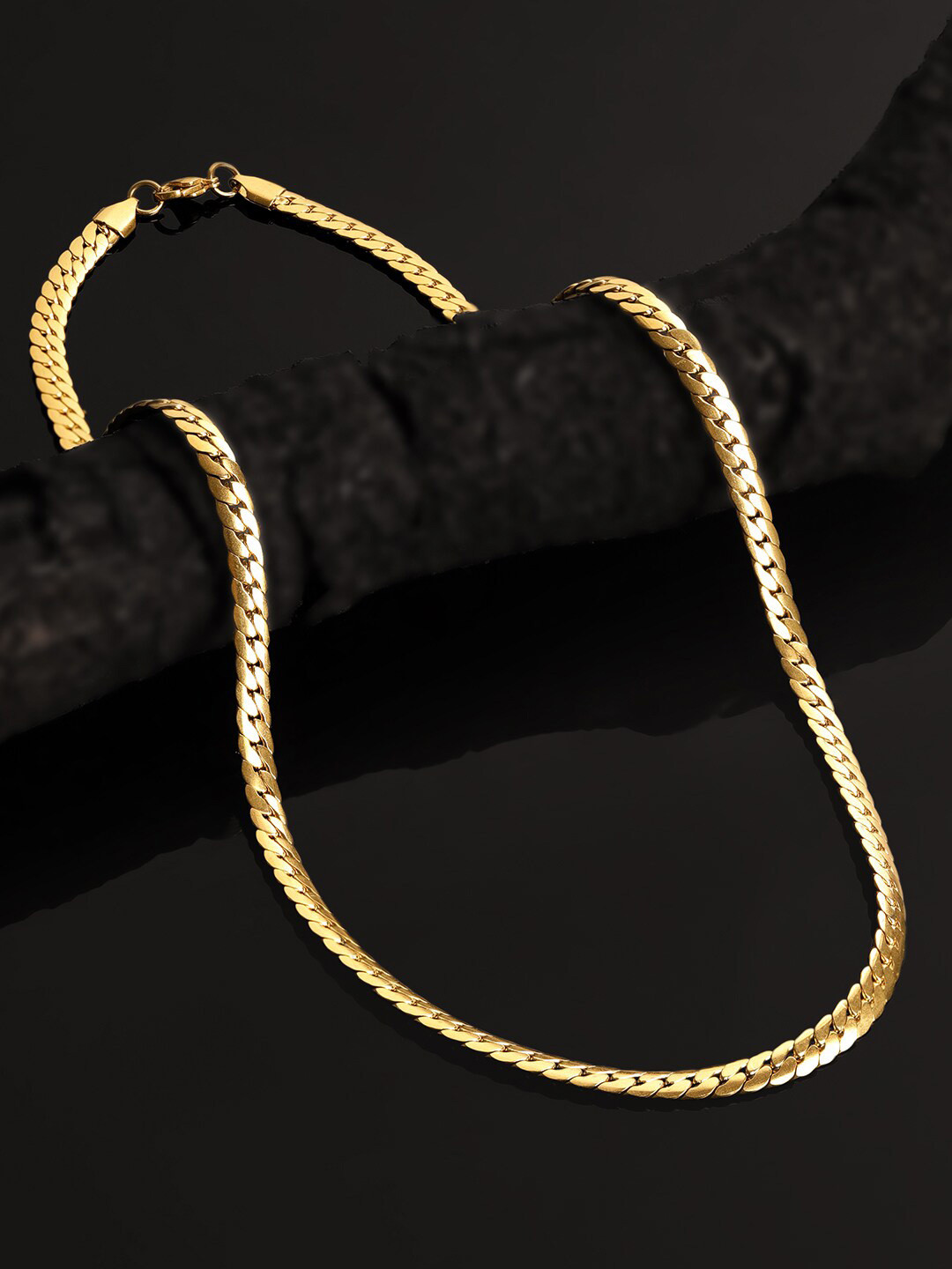 The Roadster Lifestyle Co. Men Gold-Plated Textured Link Chain