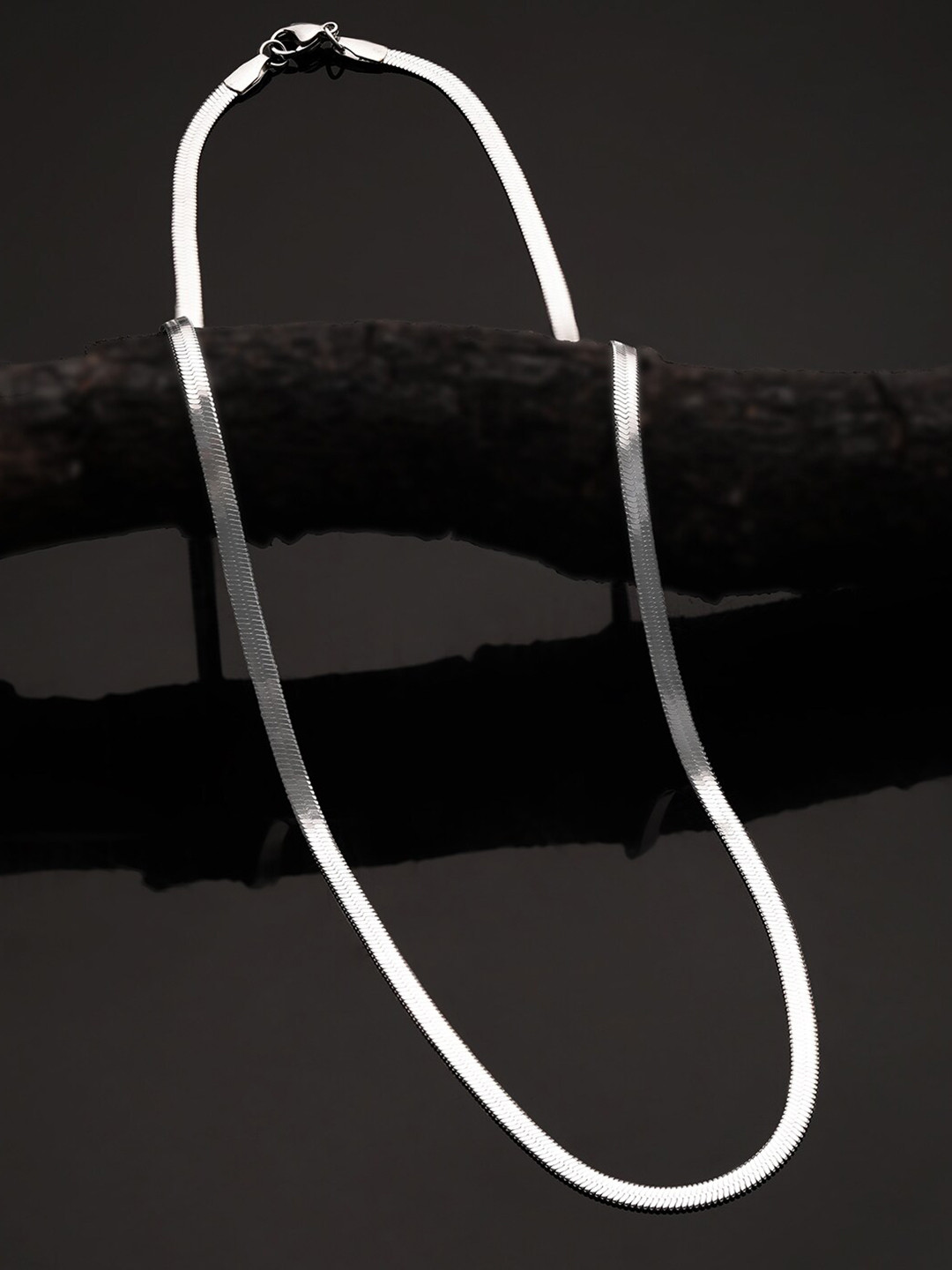 The Roadster Lifestyle Co. Men Silver-Plated Sleek Snake Chain