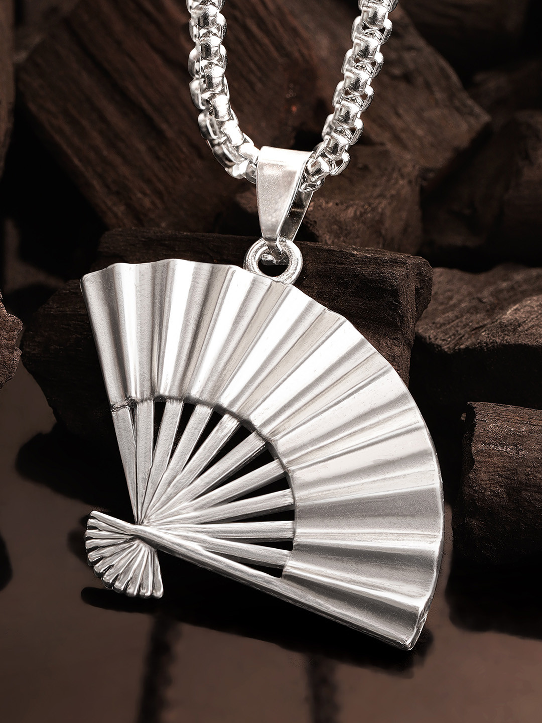 The Roadster Lifestyle Co. Silver-Plated Paper Fan Pendant with Chain