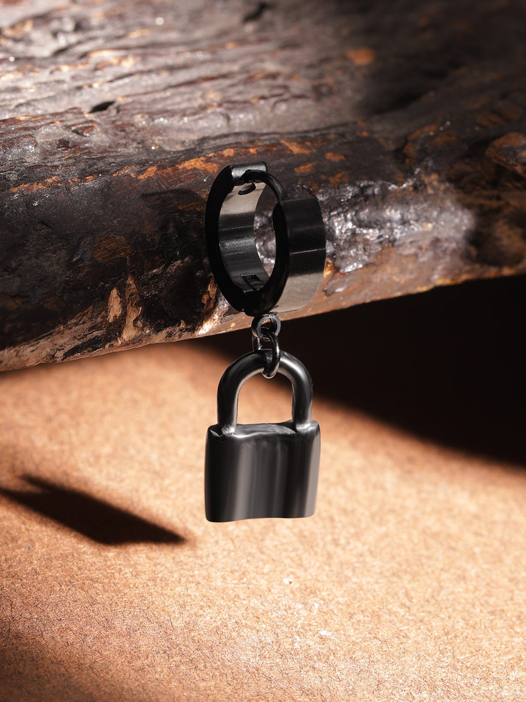 The Roadster Lifestyle Co. Men Lock Motif Drop Earrings