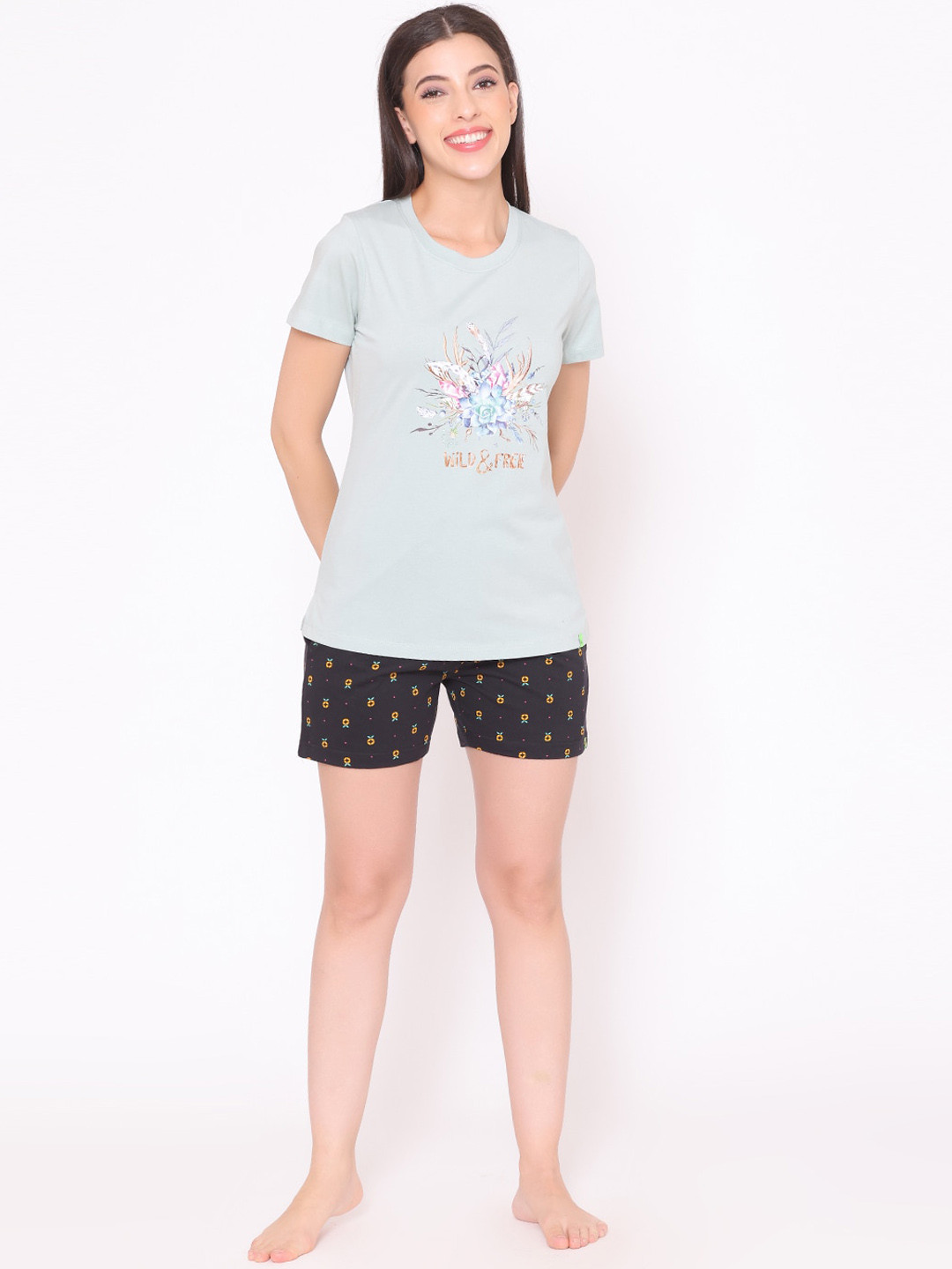 TITTLI Silky Graphic Printed Pure Cotton Night Suit