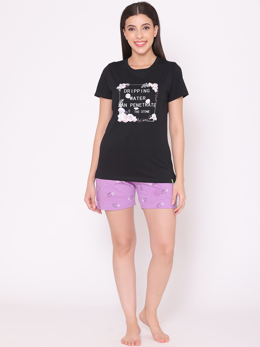 TITTLI Silky Typography Printed Pure Cotton Night Suit