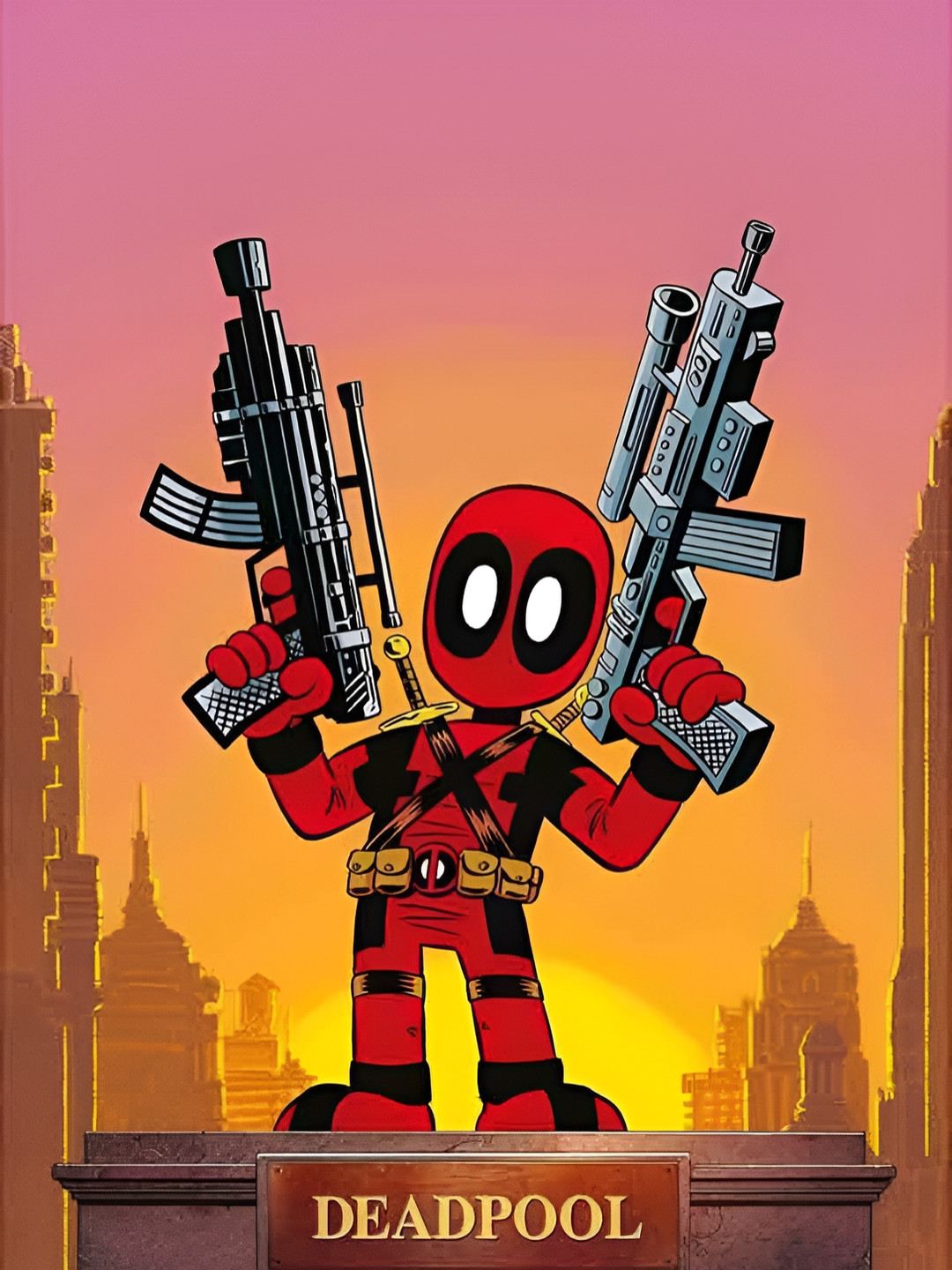 British Terminal Red & Pink Cartoon Characters Paper Wall Poster