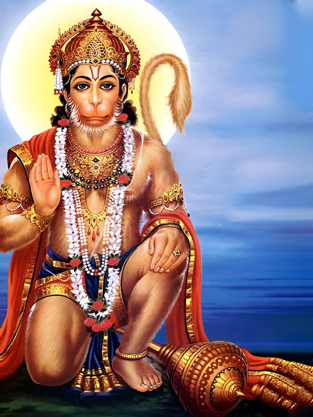British Terminal Cream & Red Hanuman Ji Waterproof Wall Poster