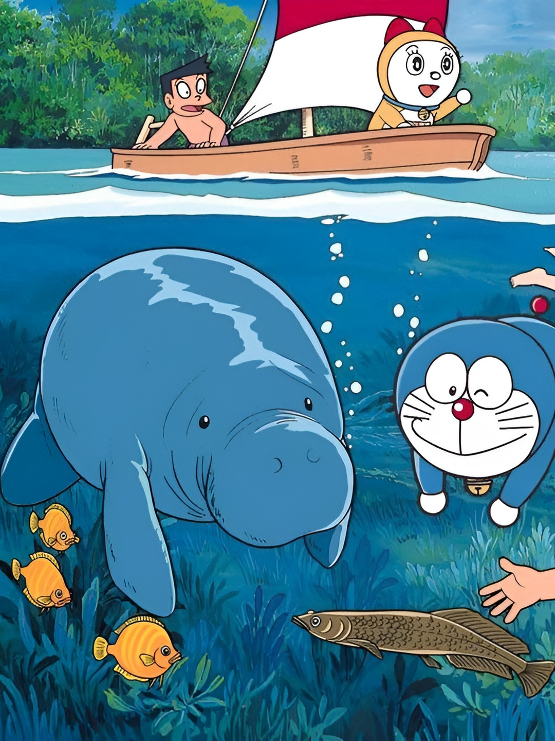 British Terminal Blue & White Cartoon Characters Printed Wall Sticker