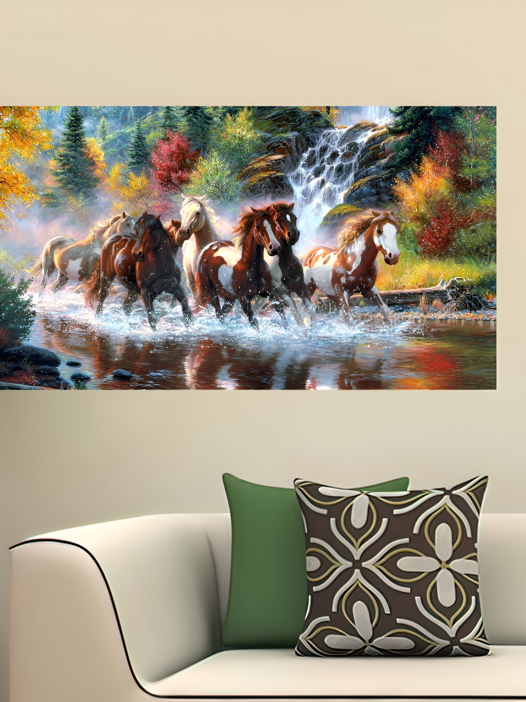 British Terminal White & Green Running Horses Wall Poster