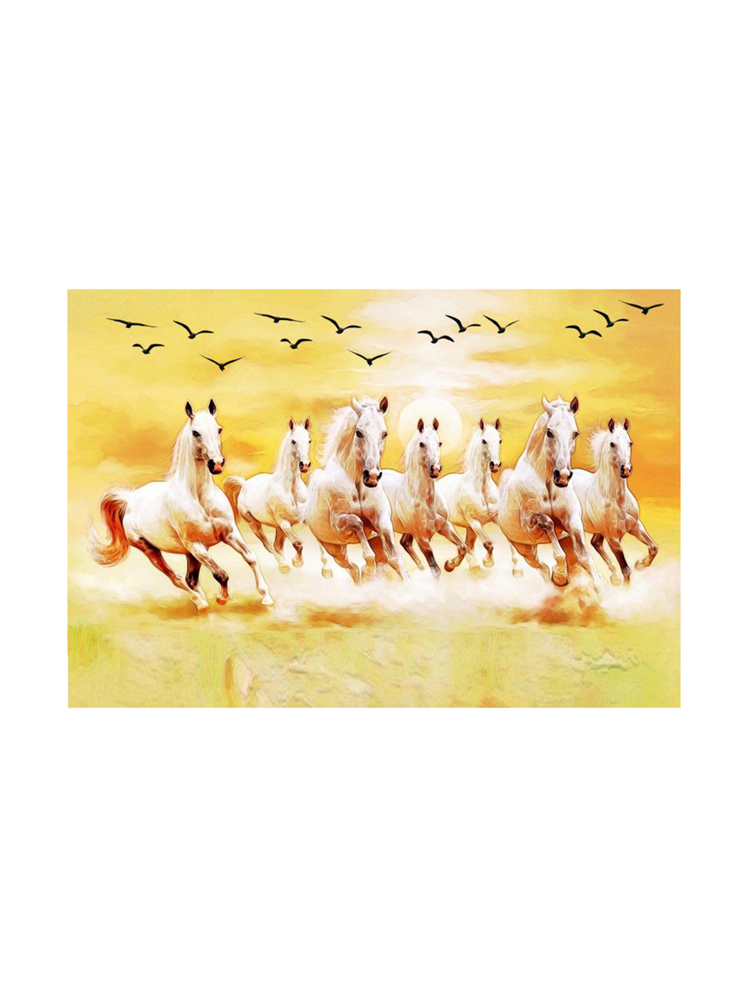 British Terminal White & Yellow Running Horses Paper Wall Poster