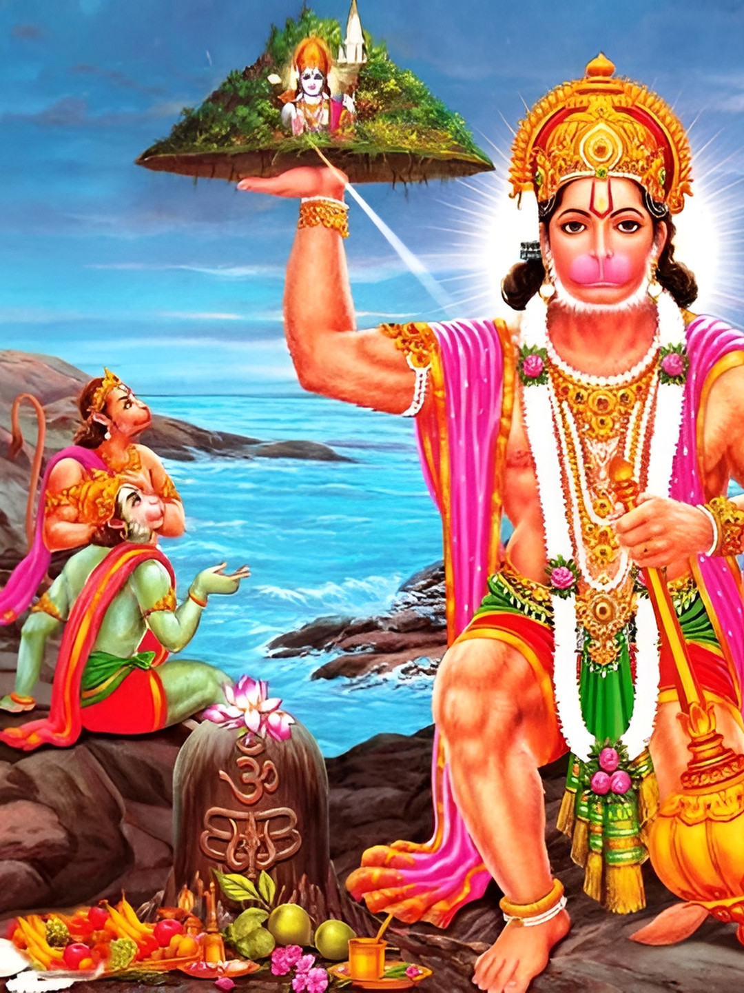 British Terminal Pink & Green Paper Religious Wall Painting