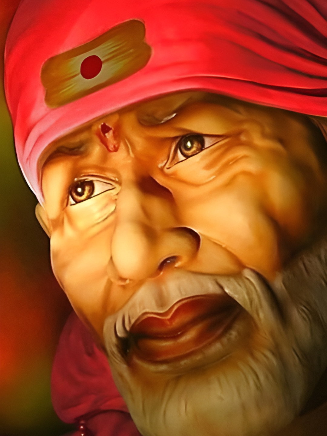 British Terminal Orange & Beige Sai Baba Printed Wall Poster