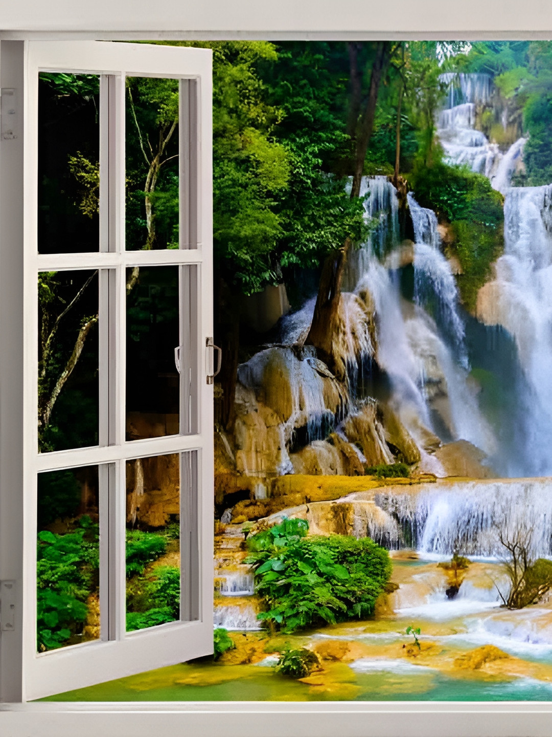 British Terminal White and Green Waterfall Wall Sticker