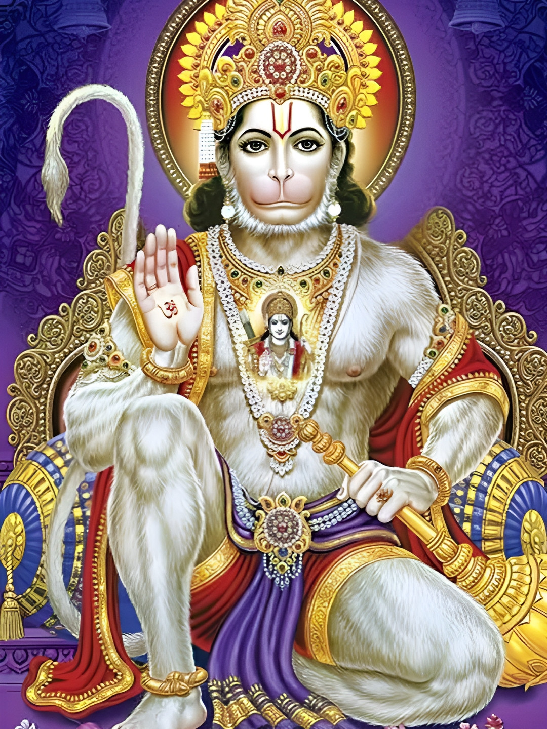 British Terminal White and Purple Hanuman Wall Sticker