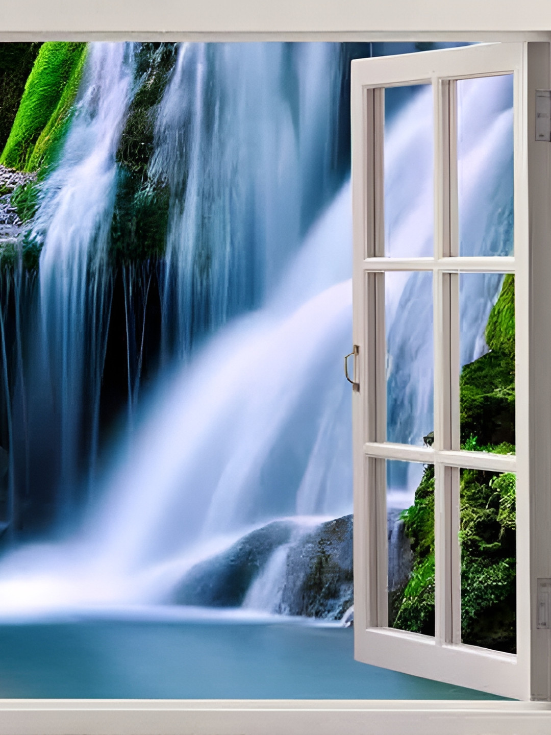 British Terminal Green & White Waterfall Printed Waterproof Wall Poster