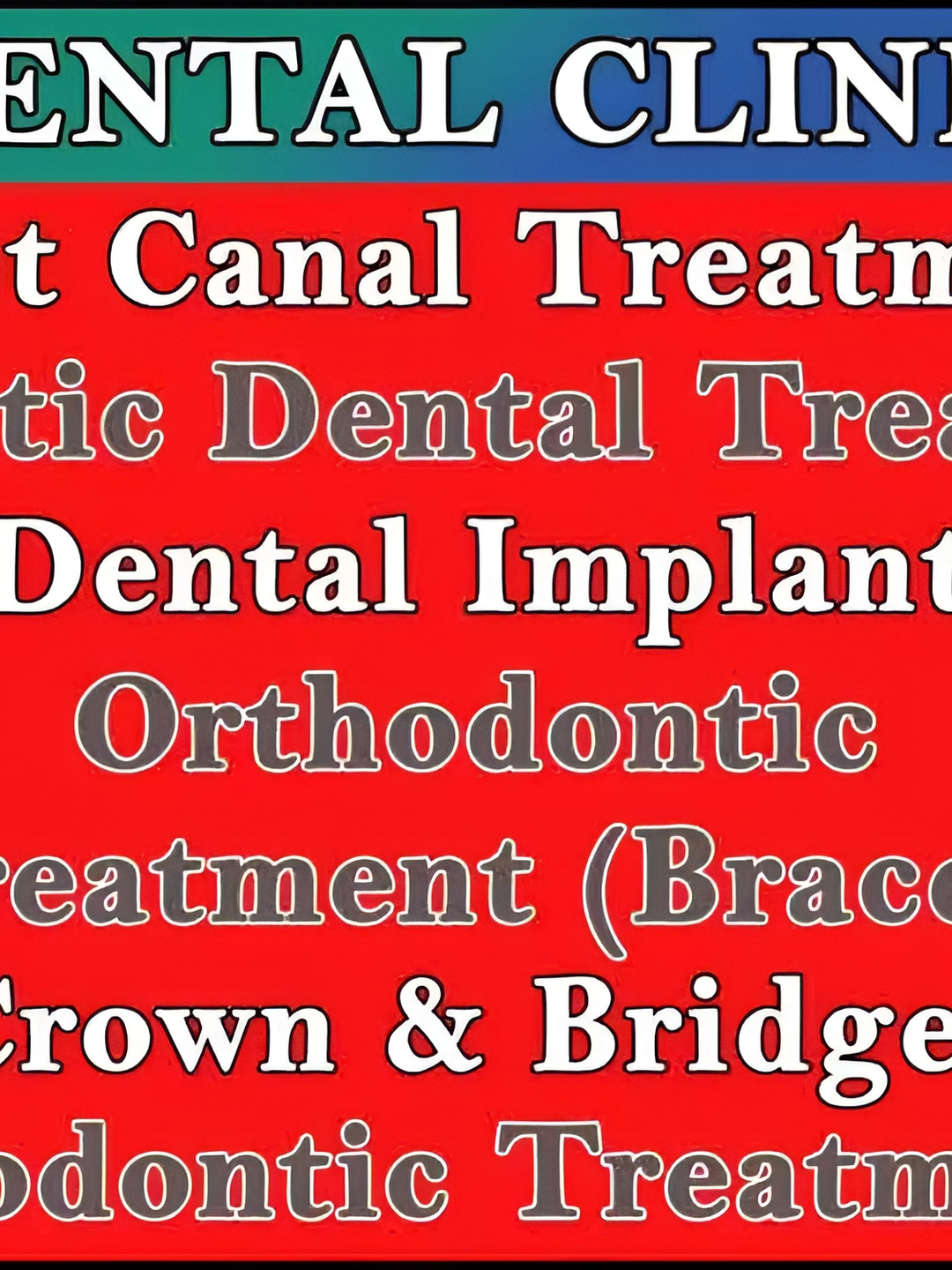 British Terminal Red & Blue Dental Printed Waterproof Wall Sticker