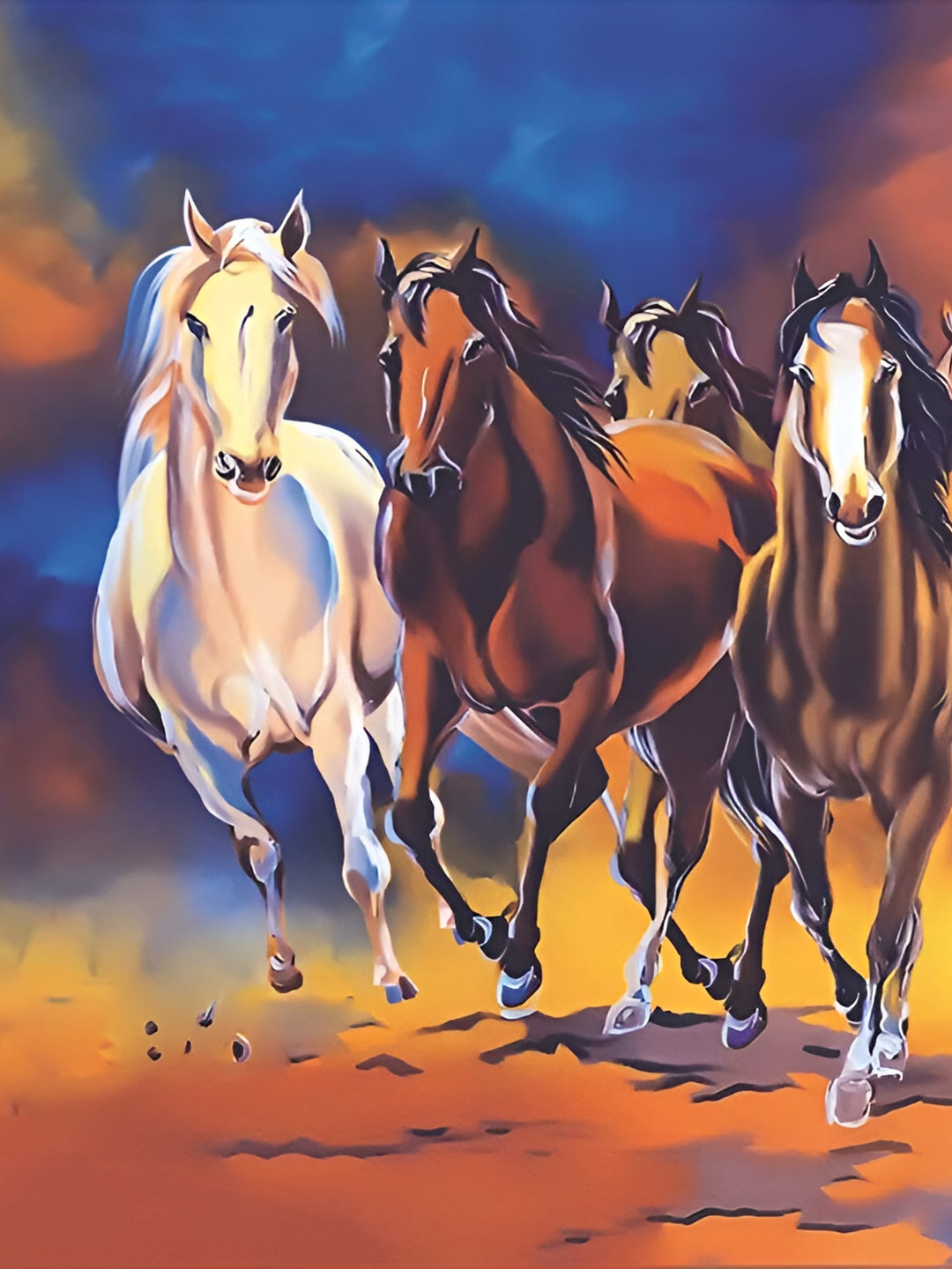 British Terminal Blue & Brown Birds and Animals Horse Wall Paintings