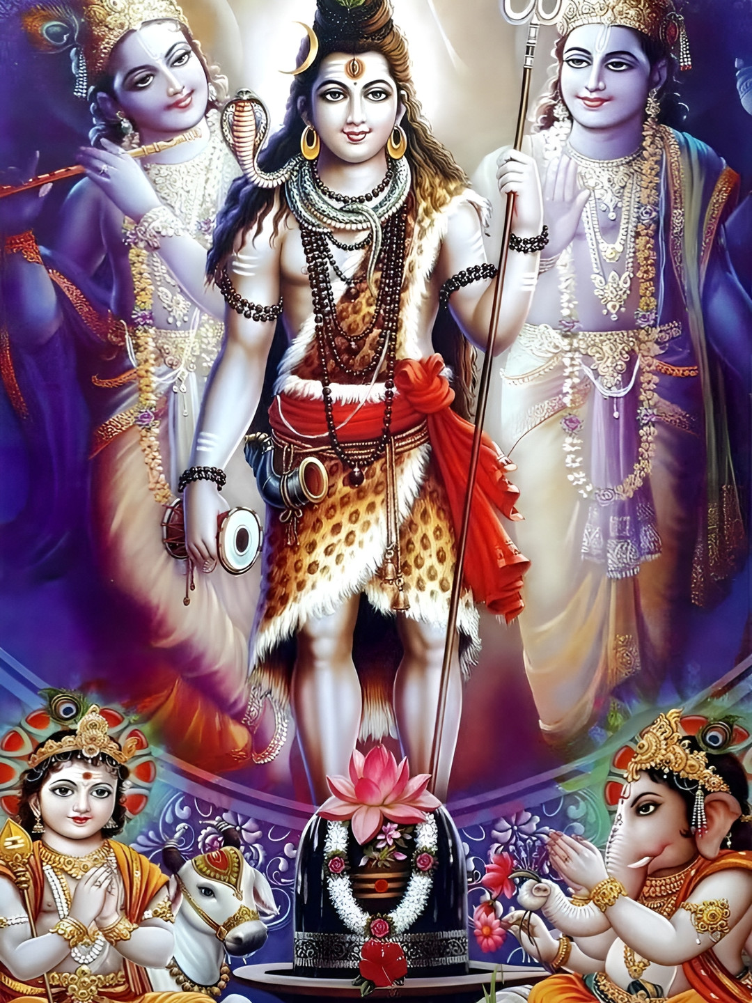 British Terminal Purple & Brown Religious Shiva Printed Waterproof Poster