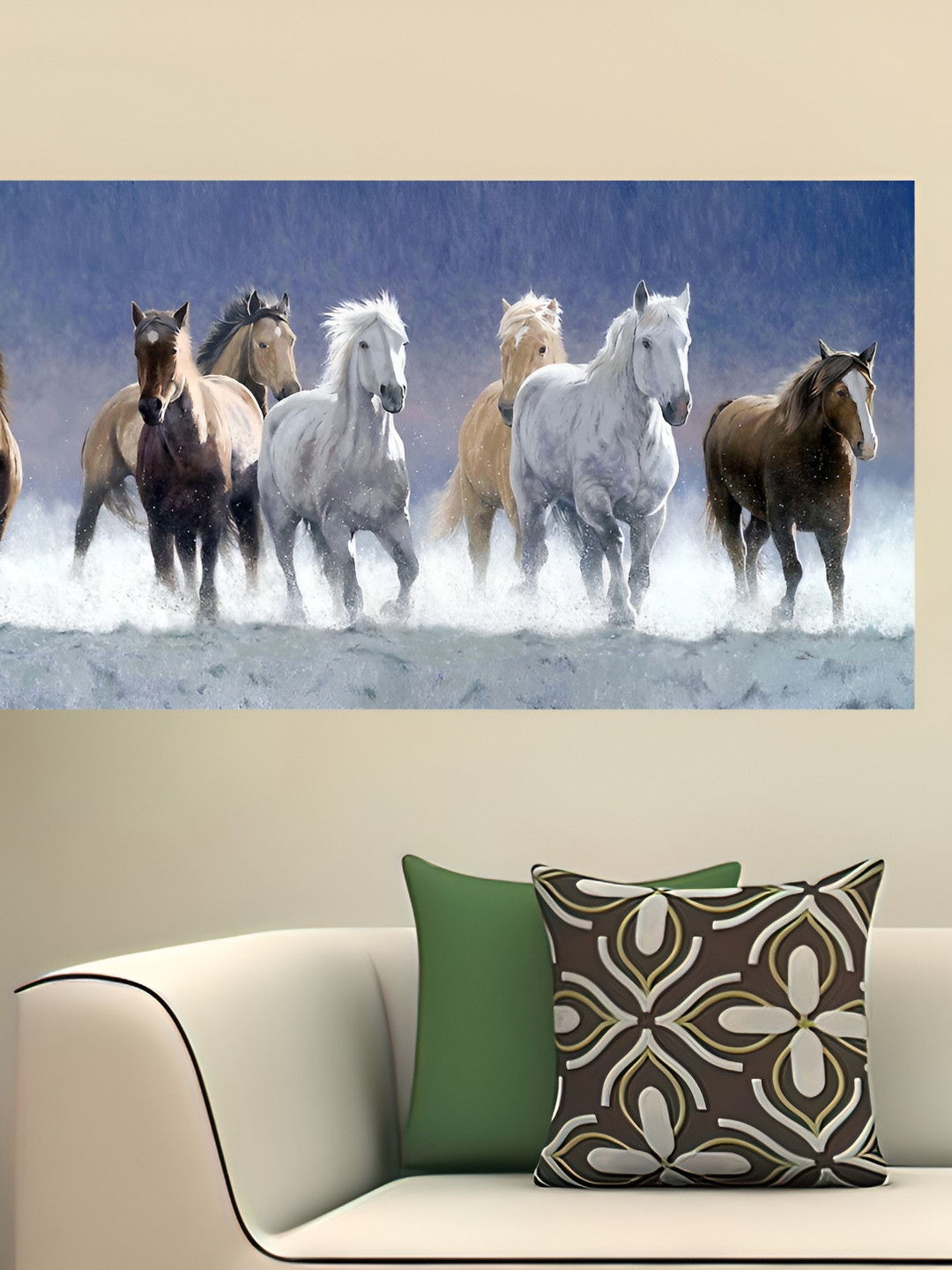 British Terminal White & Blue Running Horses Wall Poster