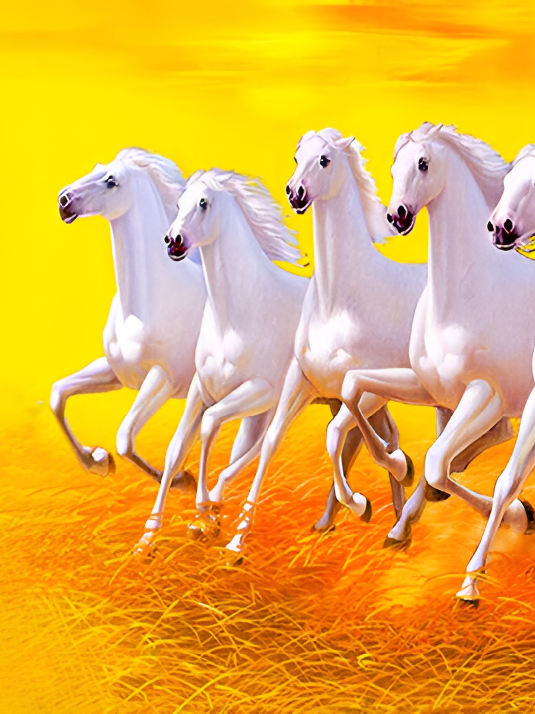 British Terminal White & Yellow Running Horses Wall Poster